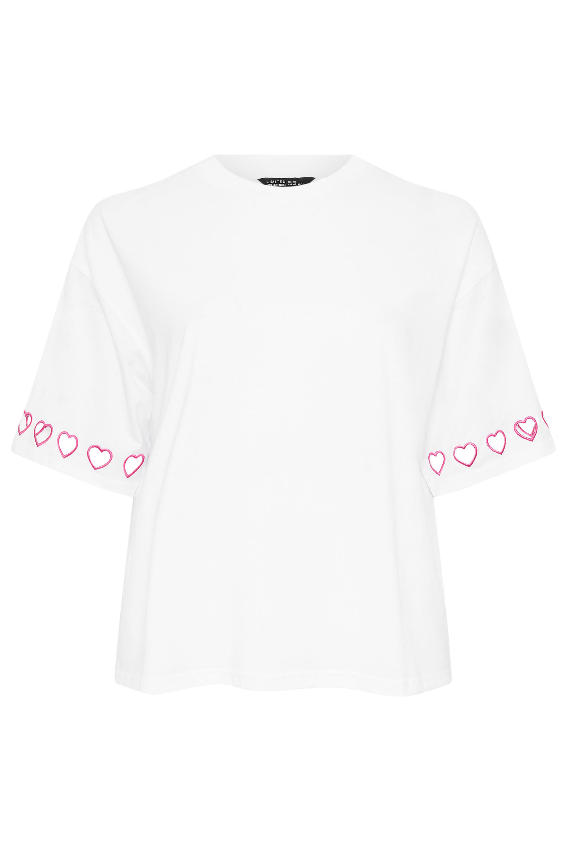 LIMITED COLLECTION Plus Size White Heart Cut Out Sleeve T-Shirt | Yours Clothing  6