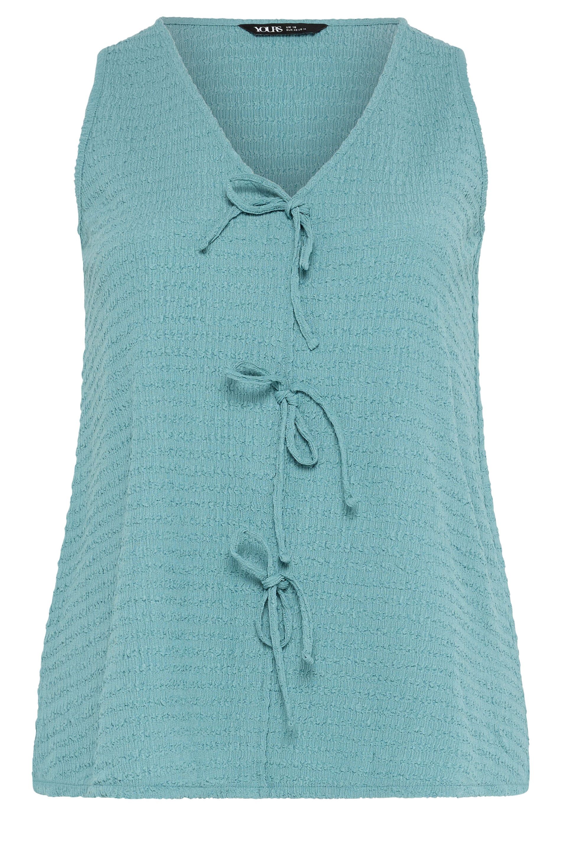 YOURS Plus Size Light Blue Textured Bow Waistcoat | Yours Clothing 5