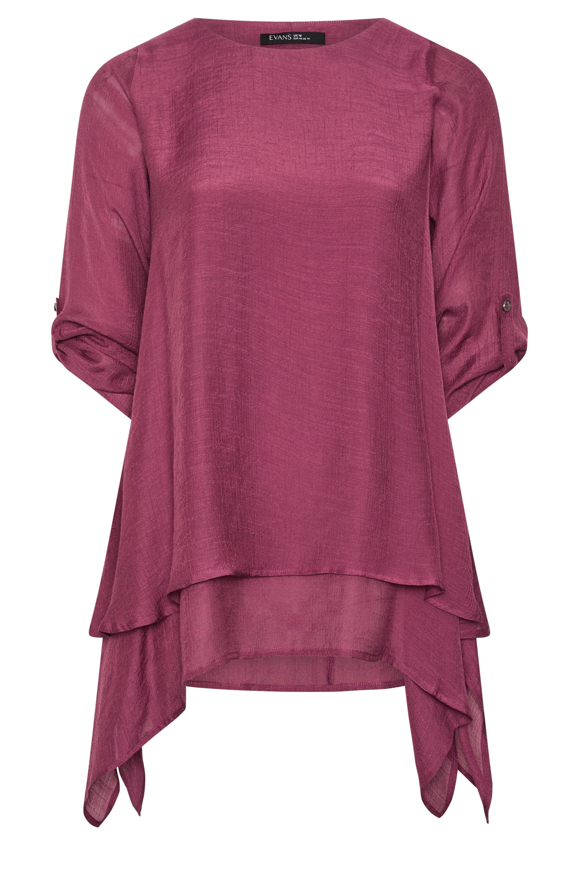 EVANS Plus Size Berry Red Double Layer Blouse | Evans 1