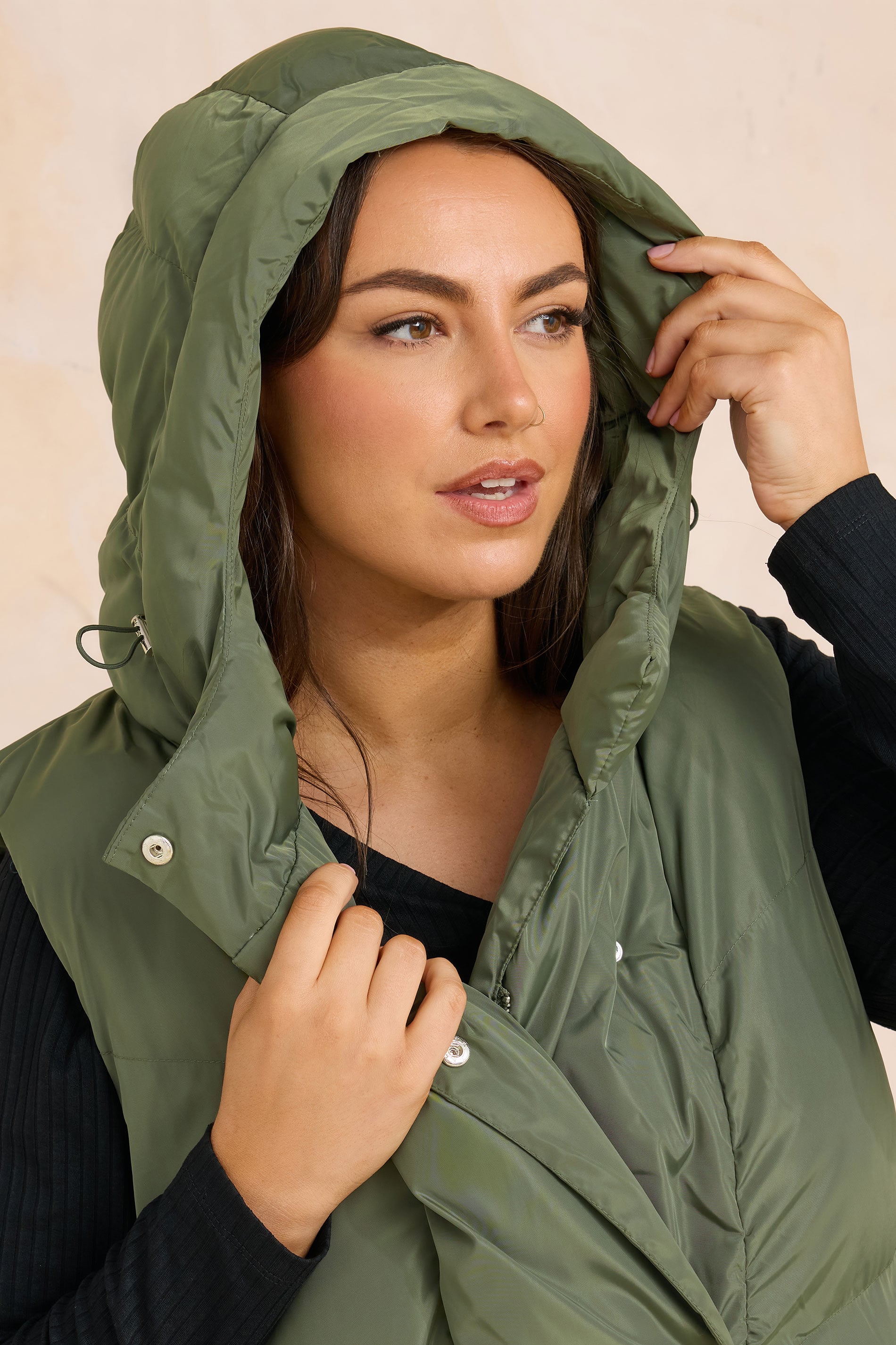 EVANS Plus Size Khaki Green Padded Gilet | Evans 5