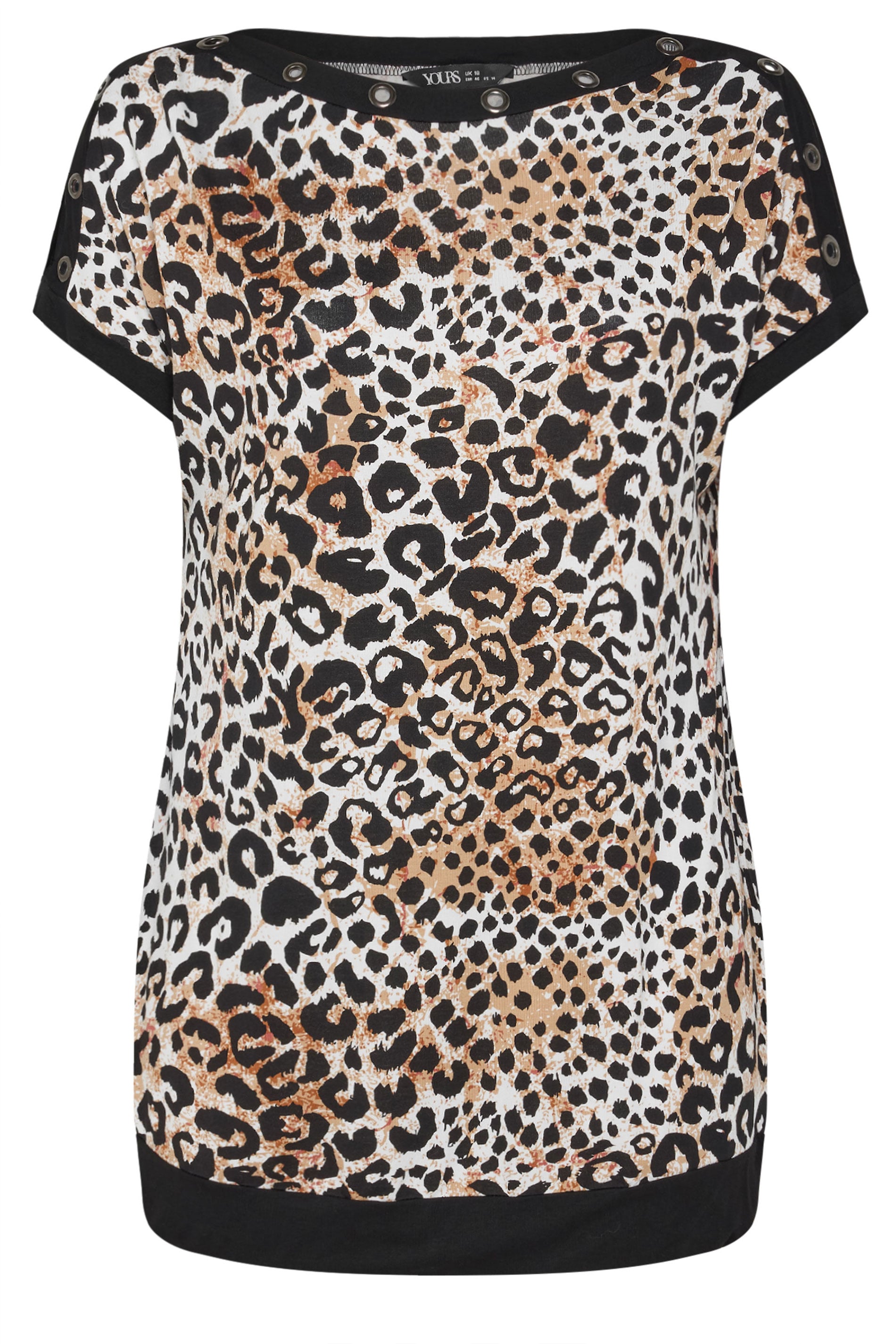 YOURS Plus Size Black Leopard Print Eyelet Top | Yours Clothing 5