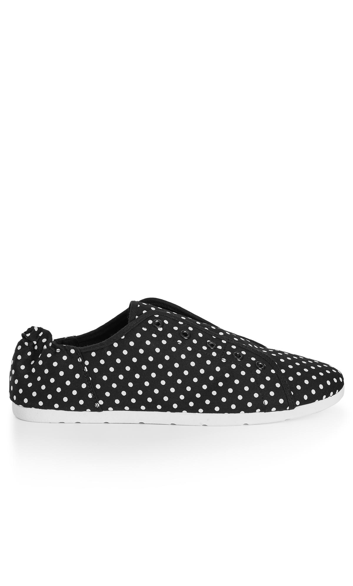 CloudWalkers WIDE FIT Black Polka Dot Canvas Trainer | Evans