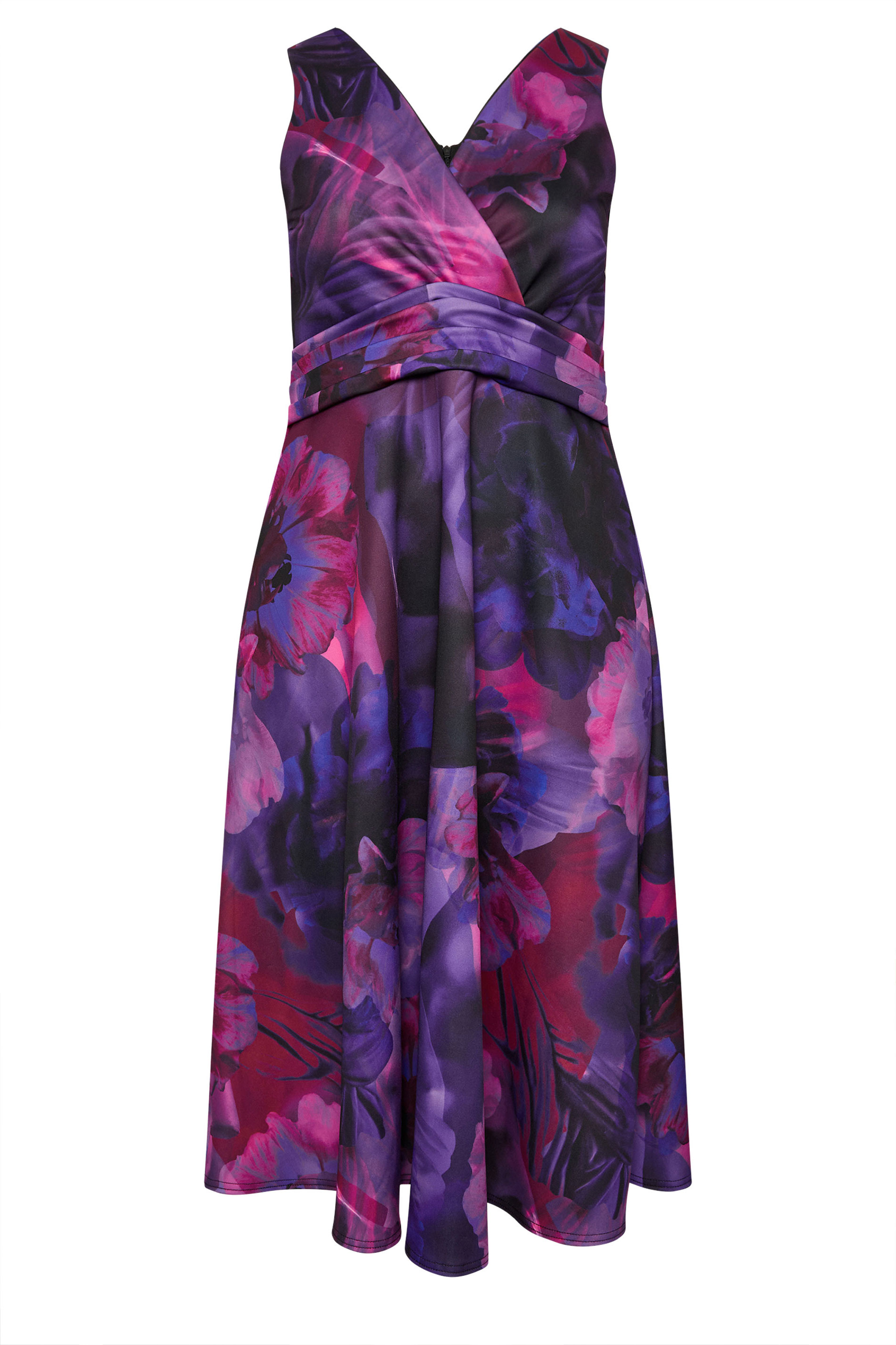 YOURS LONDON Plus Size Purple Abstract Print Skater Dress | Yours Clothing 5