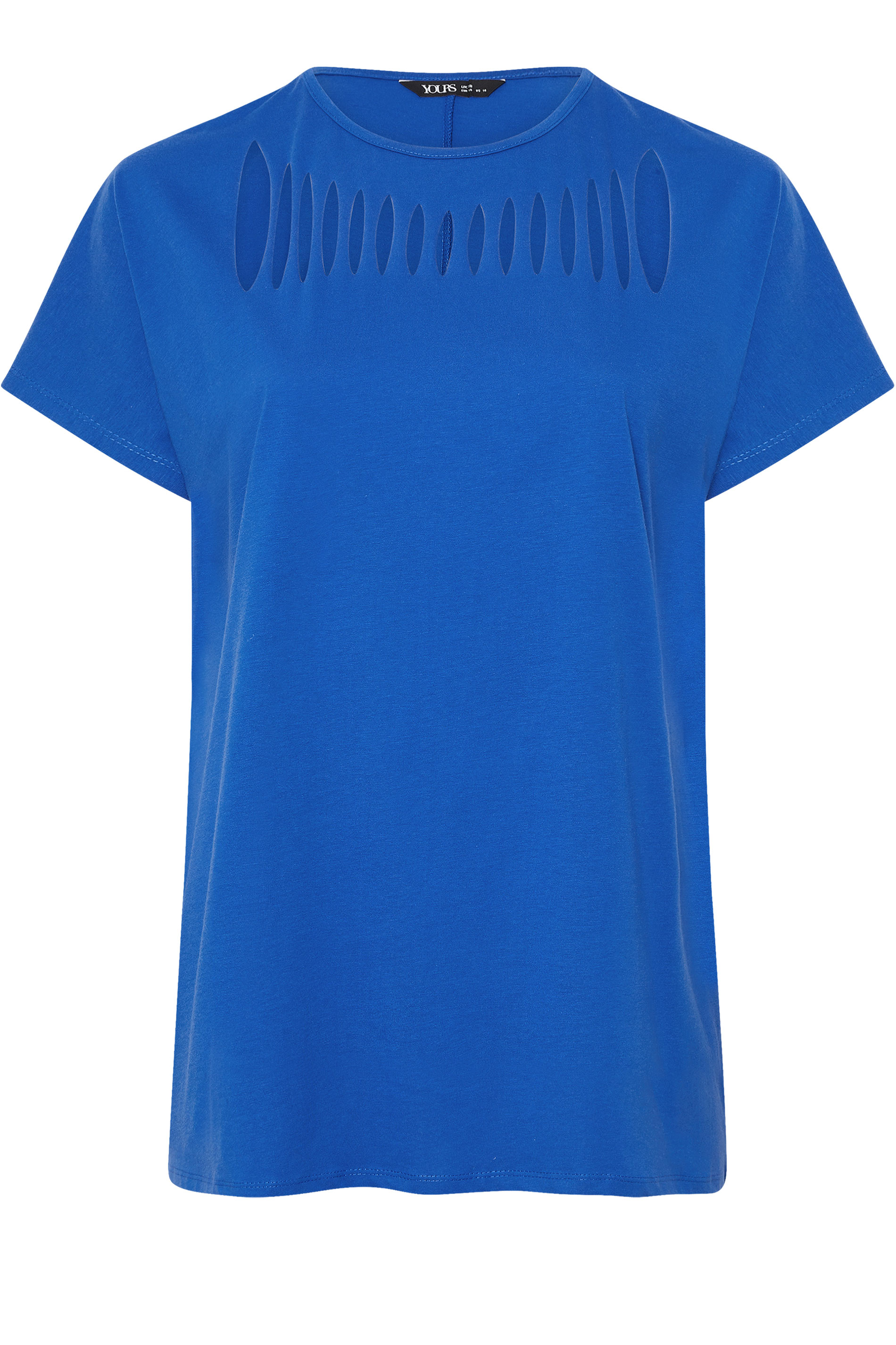 YOURS Plus Size Cobalt Blue Slash Detail Top | Yours Clothing 6