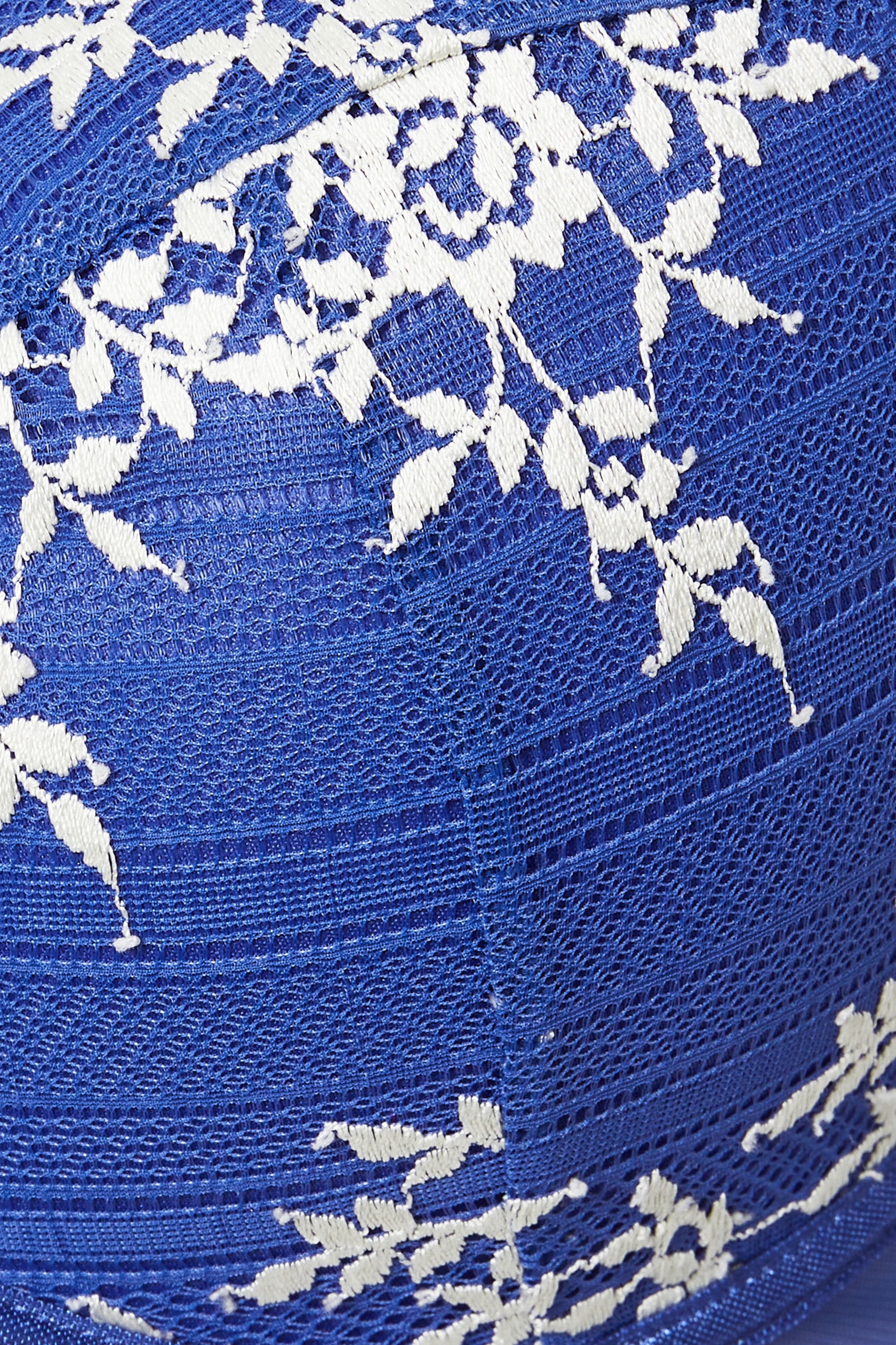 YOURS Plus Size Blue Floral Embroidered Plunge Bra | Yours Clothing 4