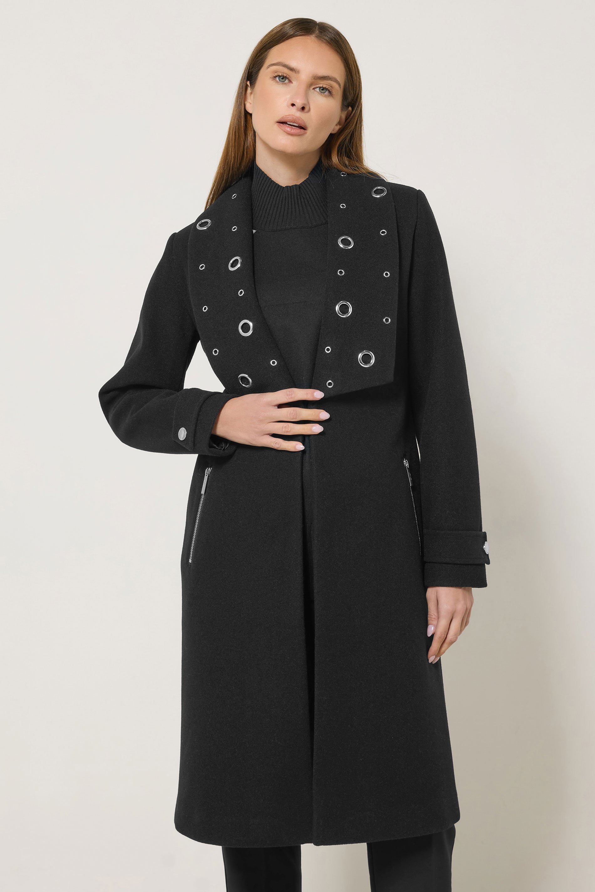 STAR Black Eyelet Collar Coat | StarByJM 2