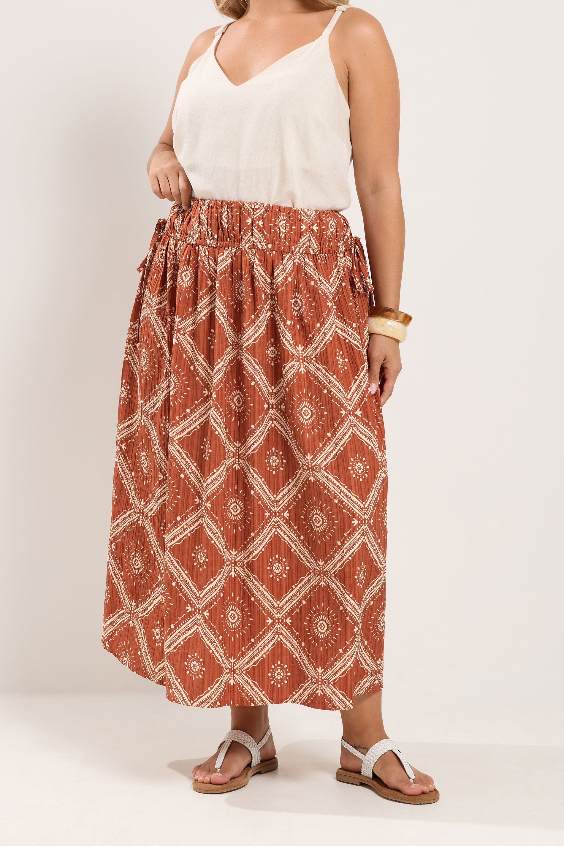 YOURS Plus Size Rust Orange Abstract Skirt 3