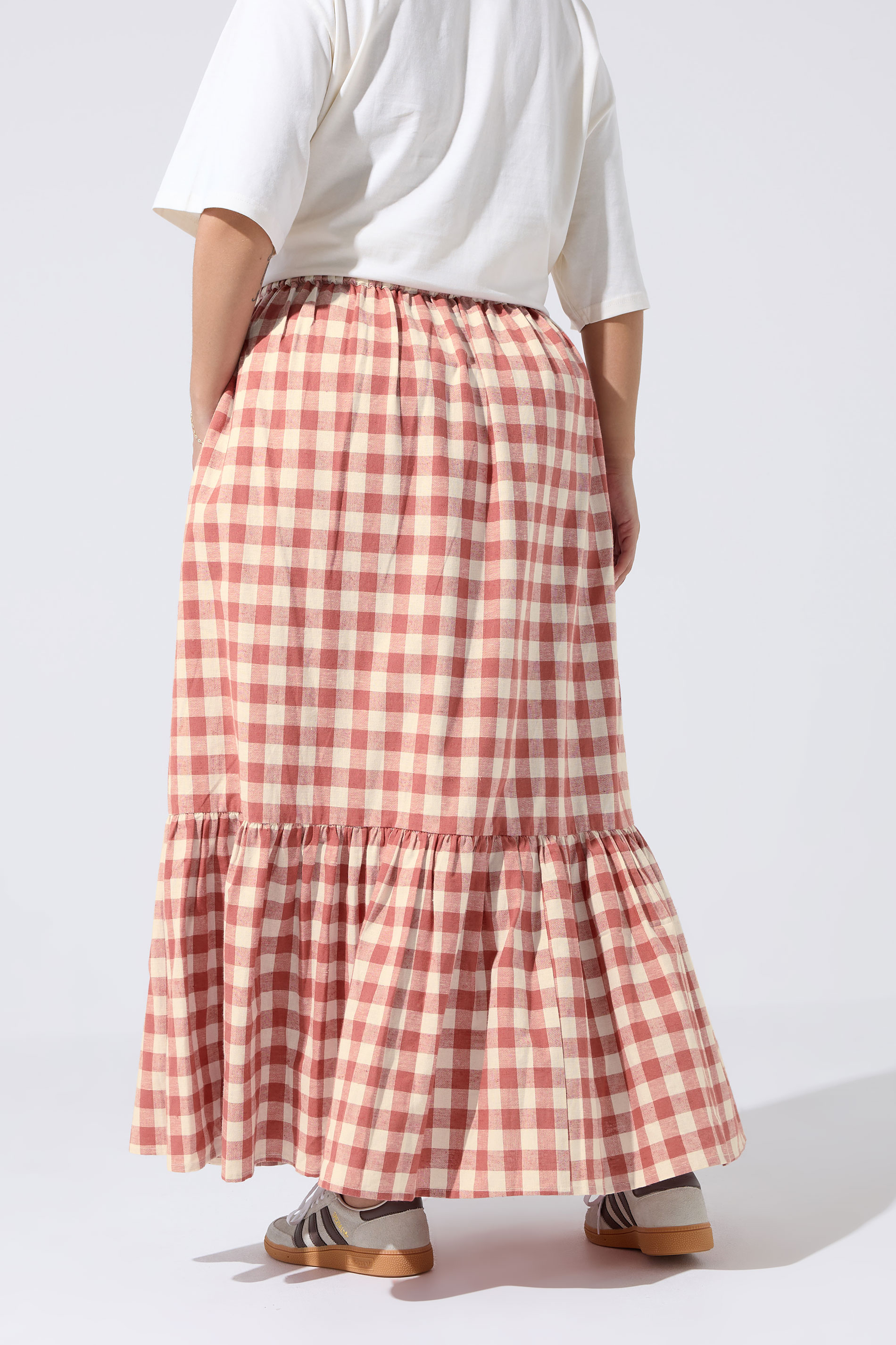 LIMITED COLLECTION Plus Size Red Gingham Maxi Skirt | Yours Clothing 2