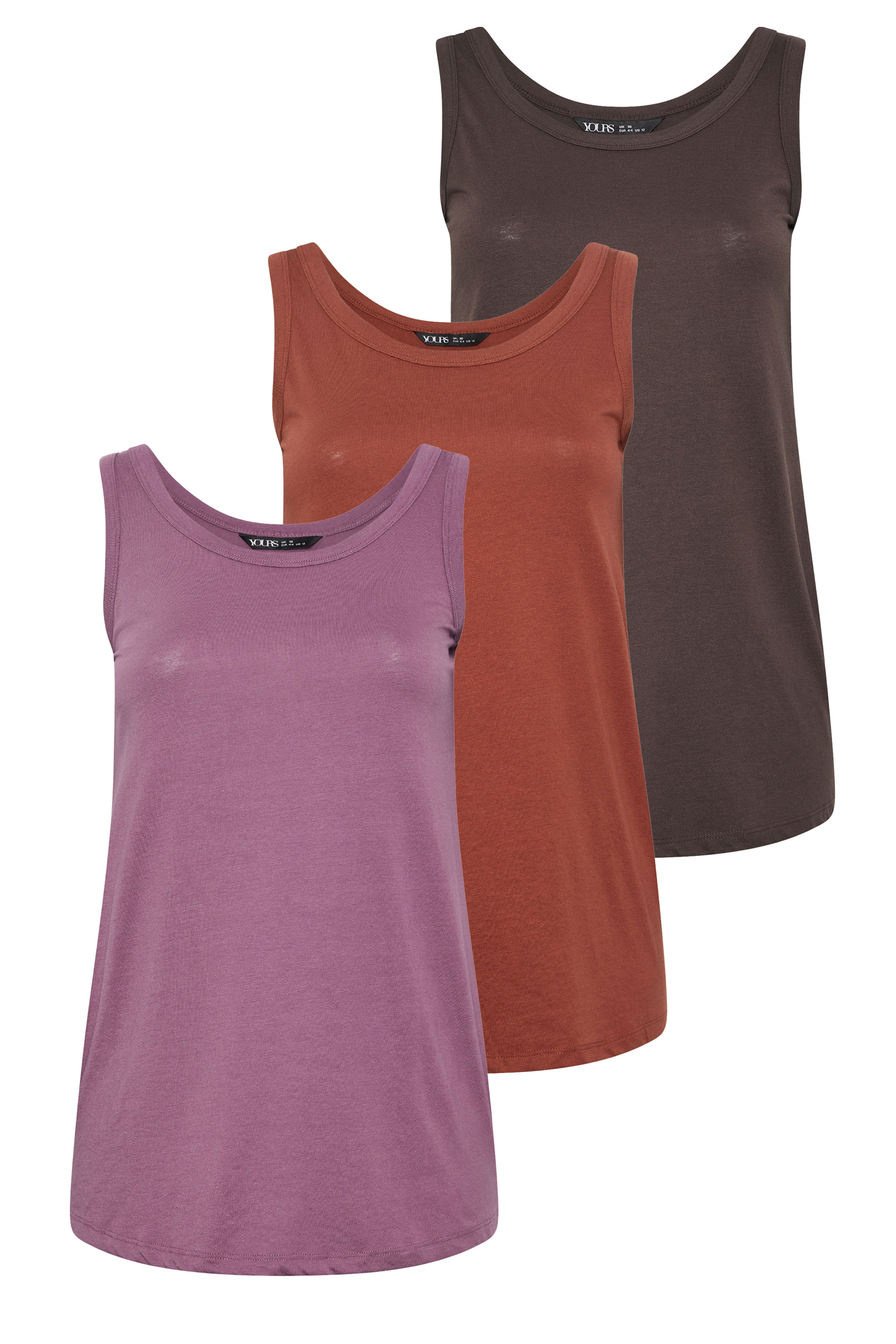 YOURS 3 PACK Curve Navy Blue & Black Core Vest Tops | Yours Clothing 9