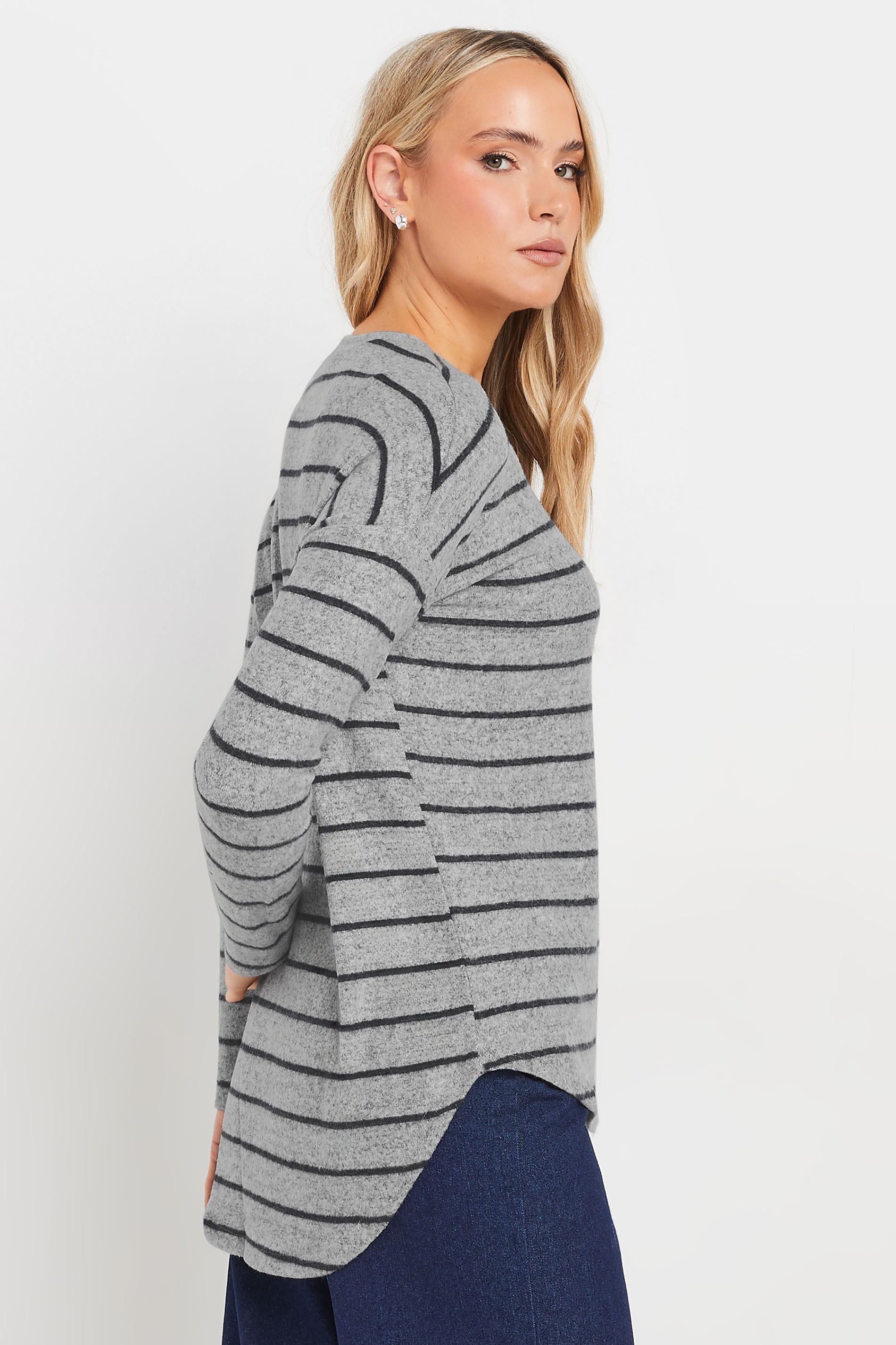 LTS Tall Women's Grey Stripe Soft Touch Top | Long Tall Sally 2