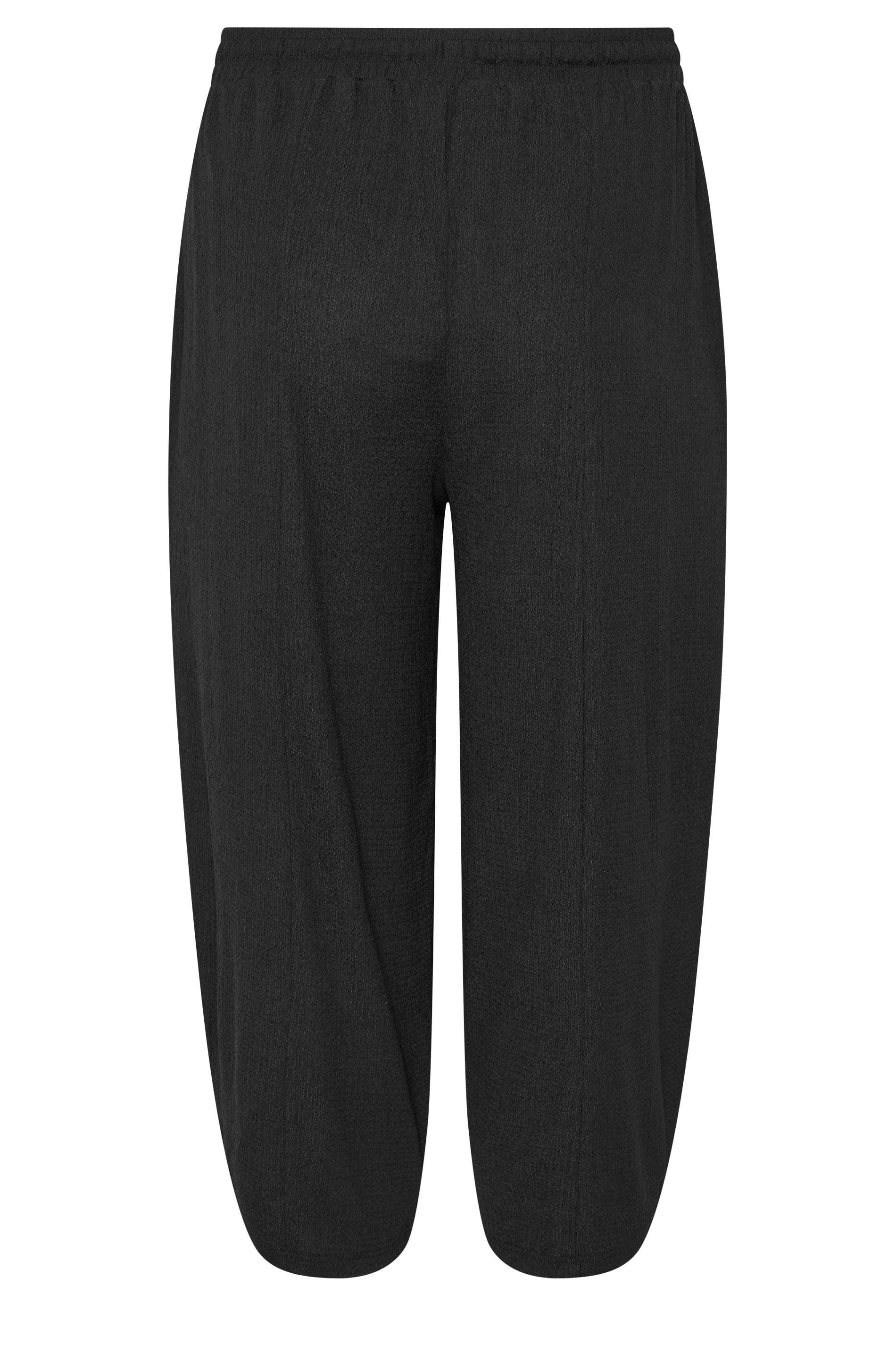 YOURS Plus Size Black Crinkle Barrel Trousers | Yours Clothing 6