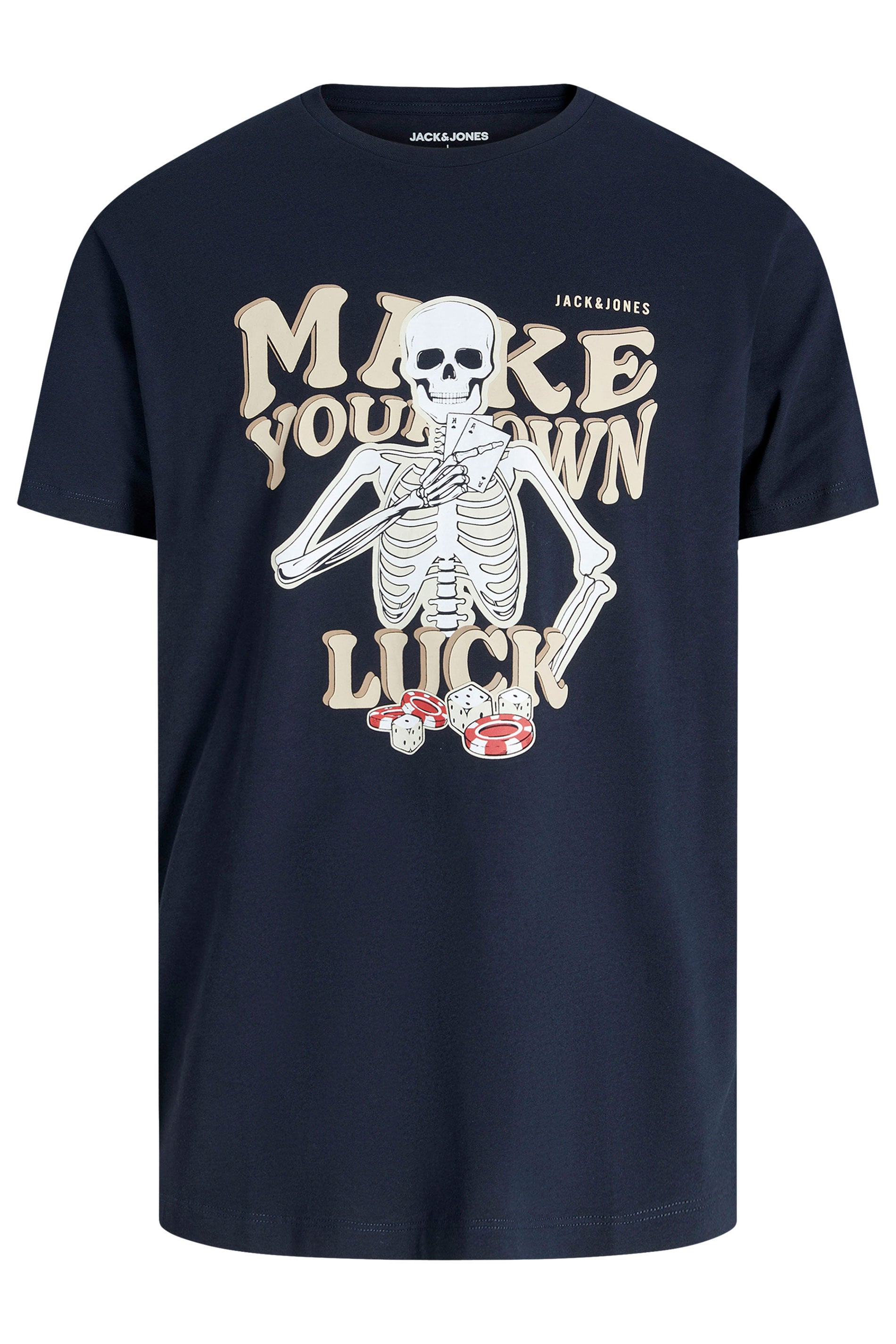 JACK & JONES Big & Tall Sky-Captain Blue Casino Graphic T-Shirt | BadRhino 2