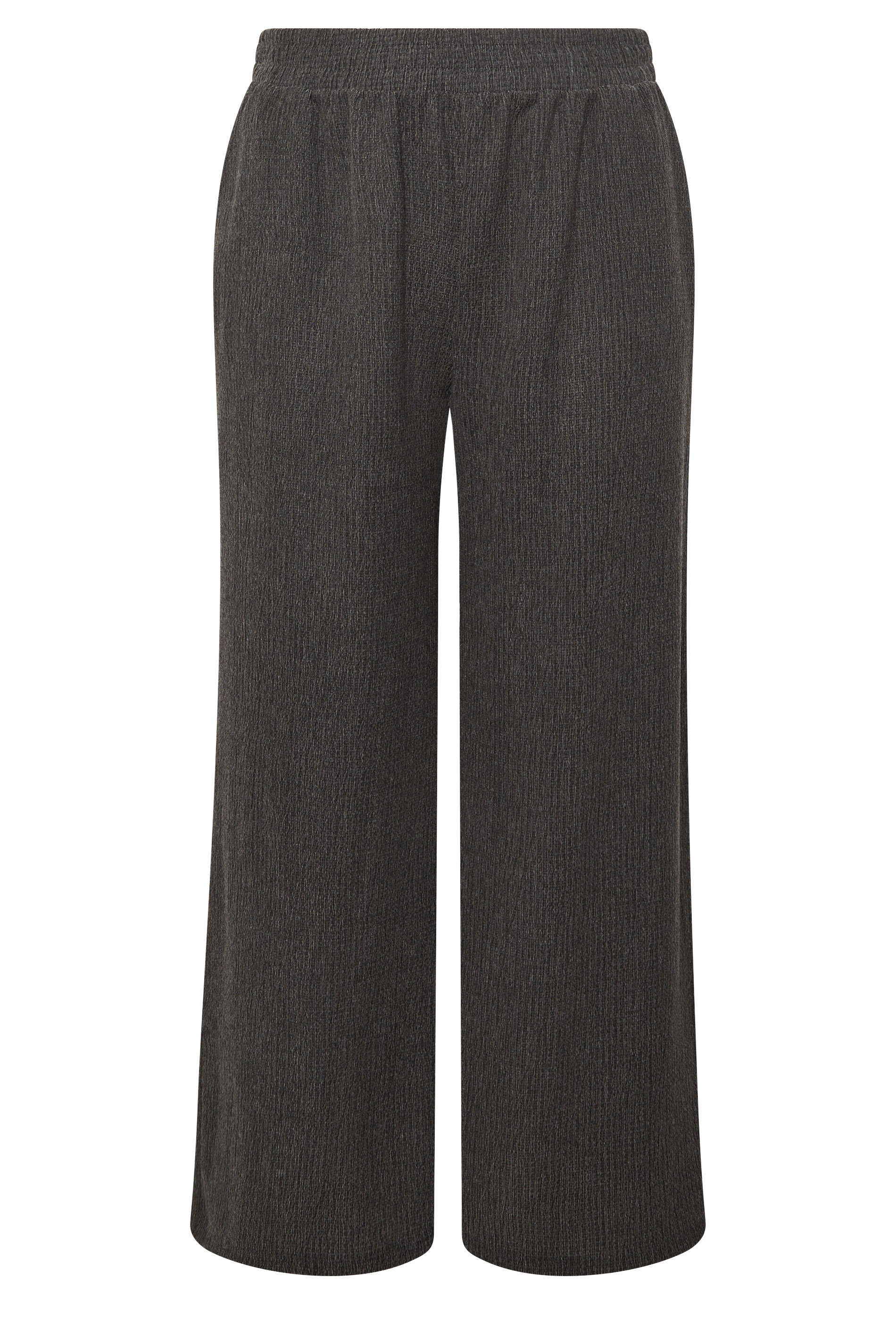 YOURS Plus Size Grey Wide Leg Textured Trousers | Yours Clothing 5