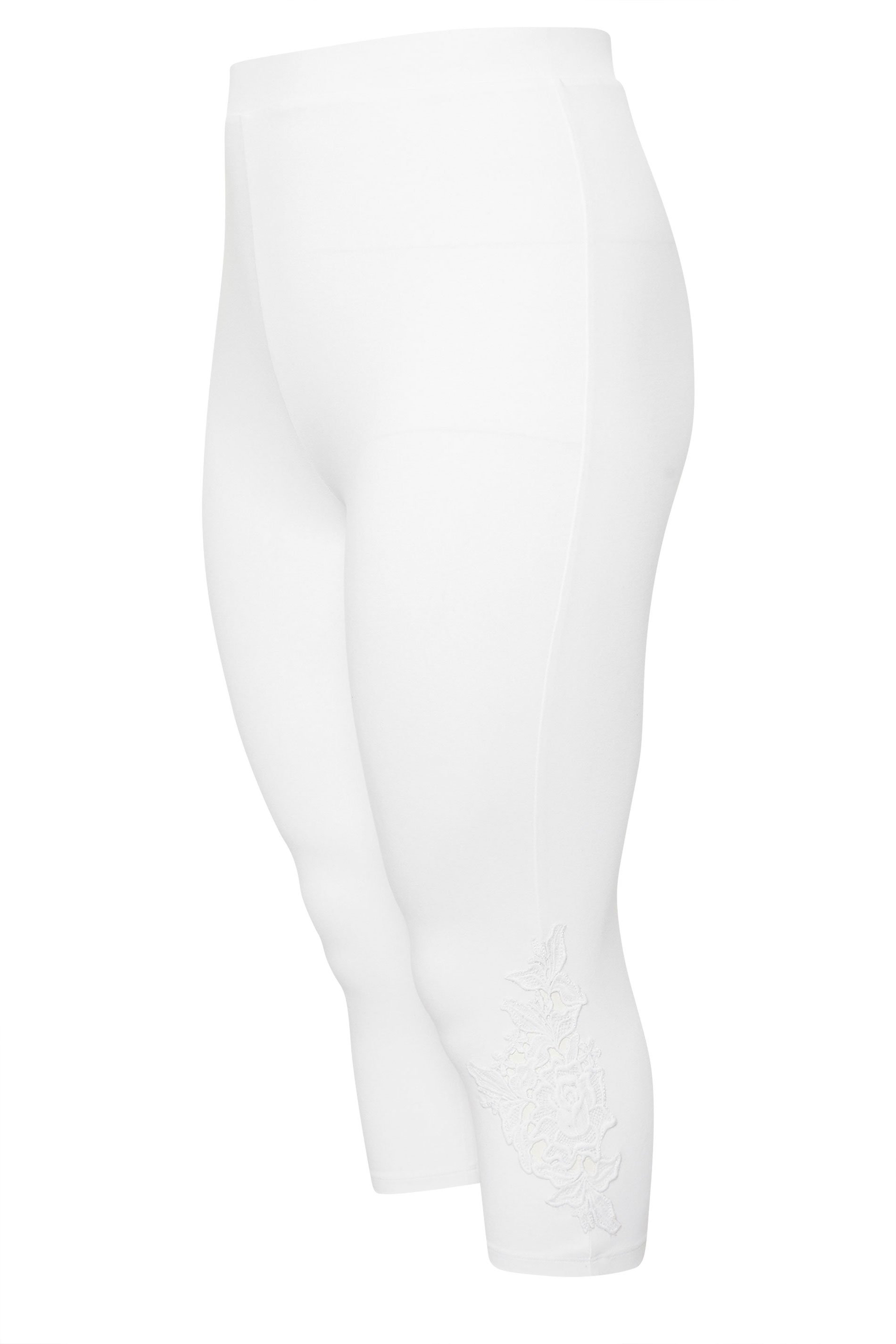 Plus Size White Lace Cropped Leggings | Yours Clothing 7