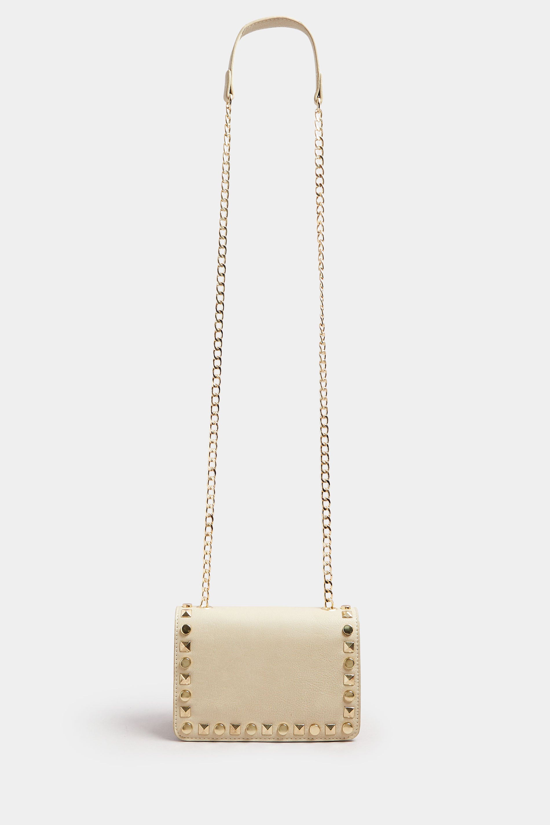 Beige Brown Faux Leather Stud Detail Cross Body Bag | Yours Clothing 3