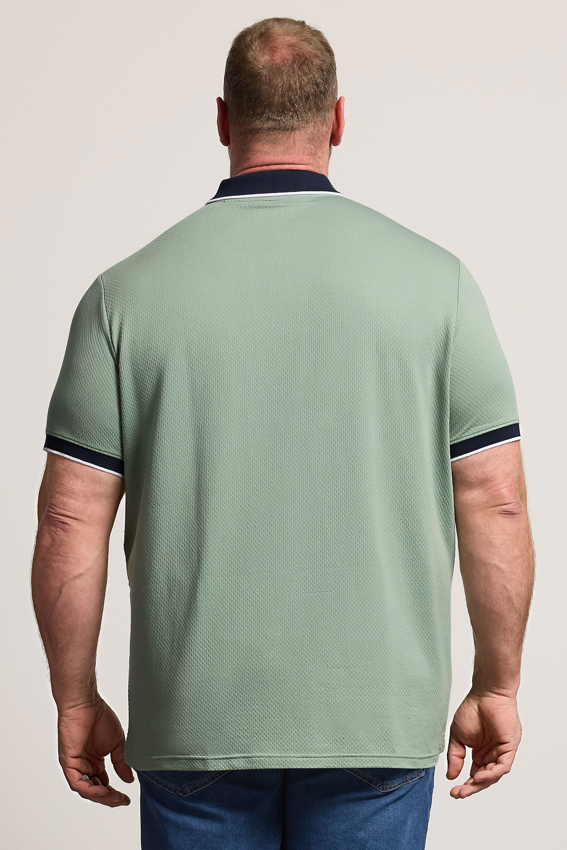 BadRhino Big & Tall Green Texture Zip Polo Shirt | BadRhino 2