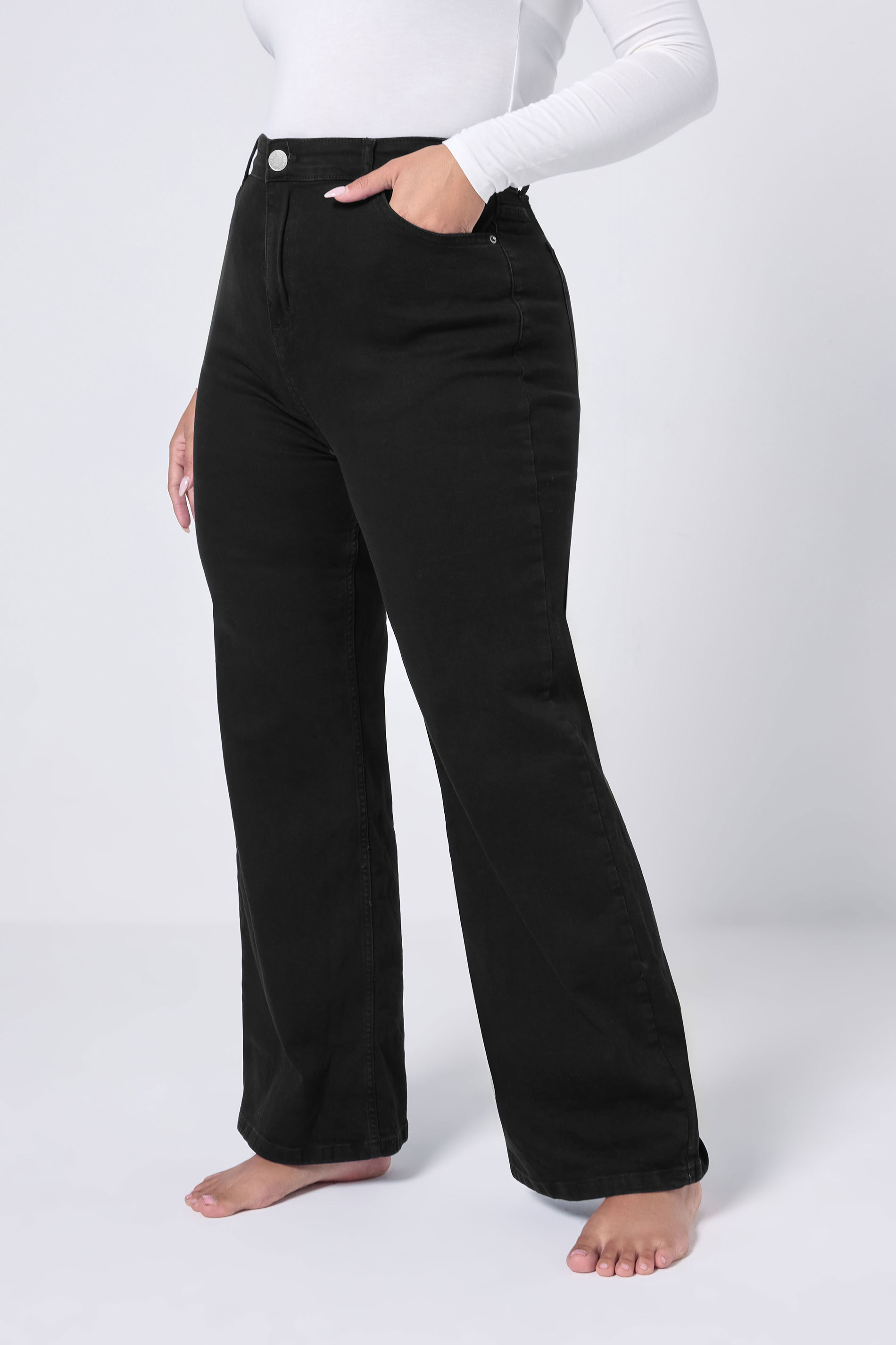 YOURS Plus Size Black Wide Leg Denim Jeans | Yours Clothing  3