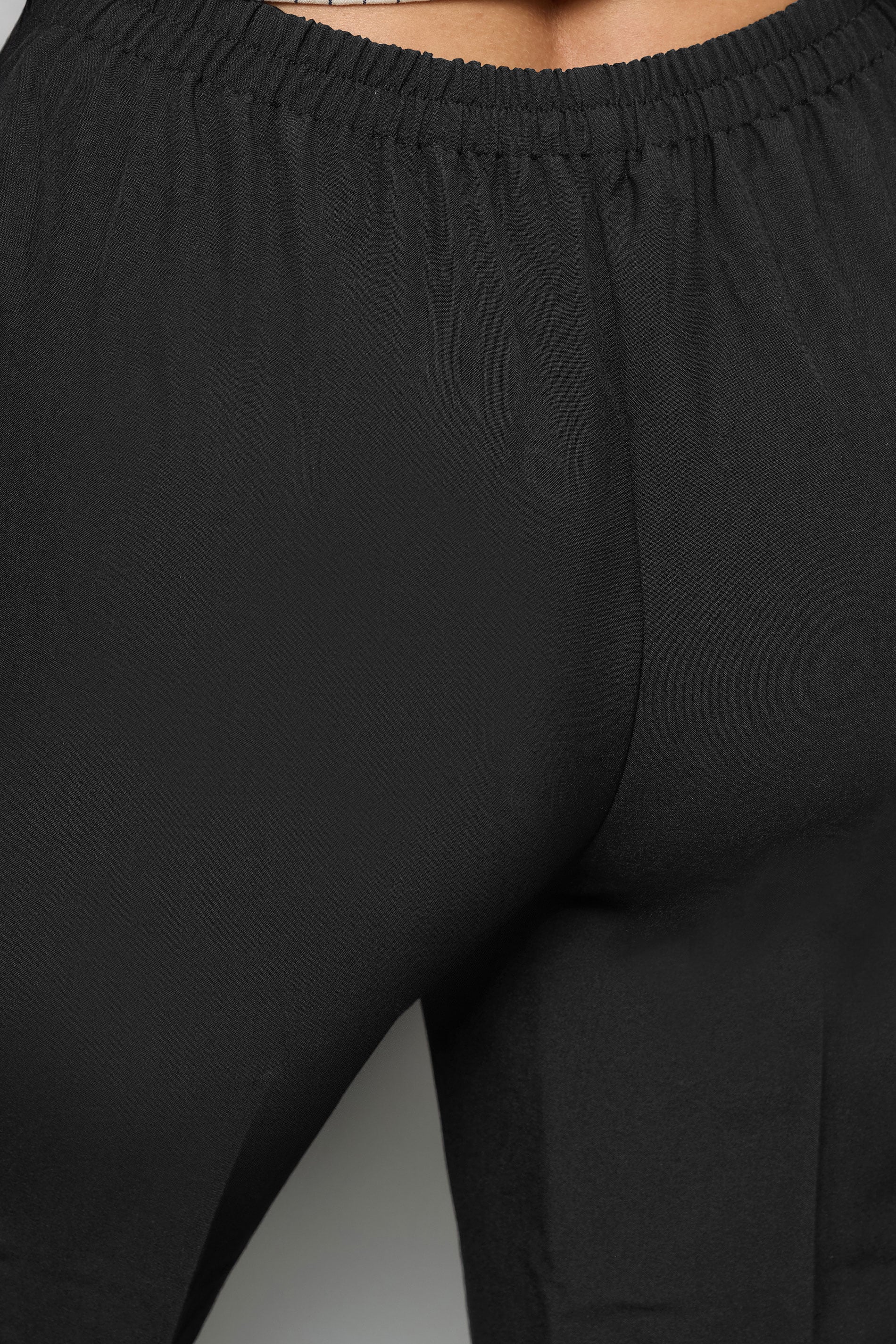 Plus Size Black Elasticated Stretch Straight Leg Trousers | Yours Clothing 5