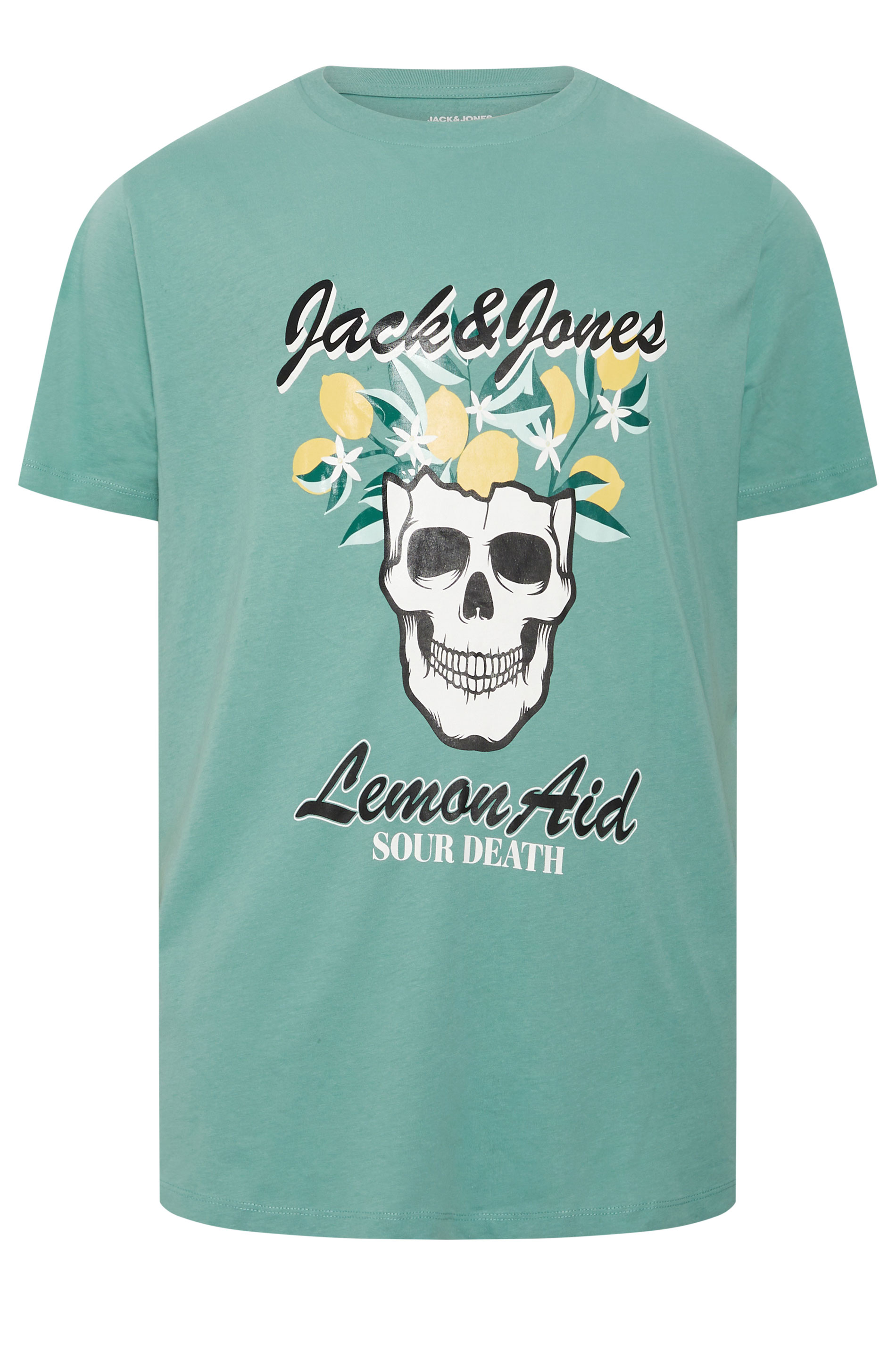 JACK & JONES Big & Tall Blue Tropical Skeleton Print Tee | BadRhino 2