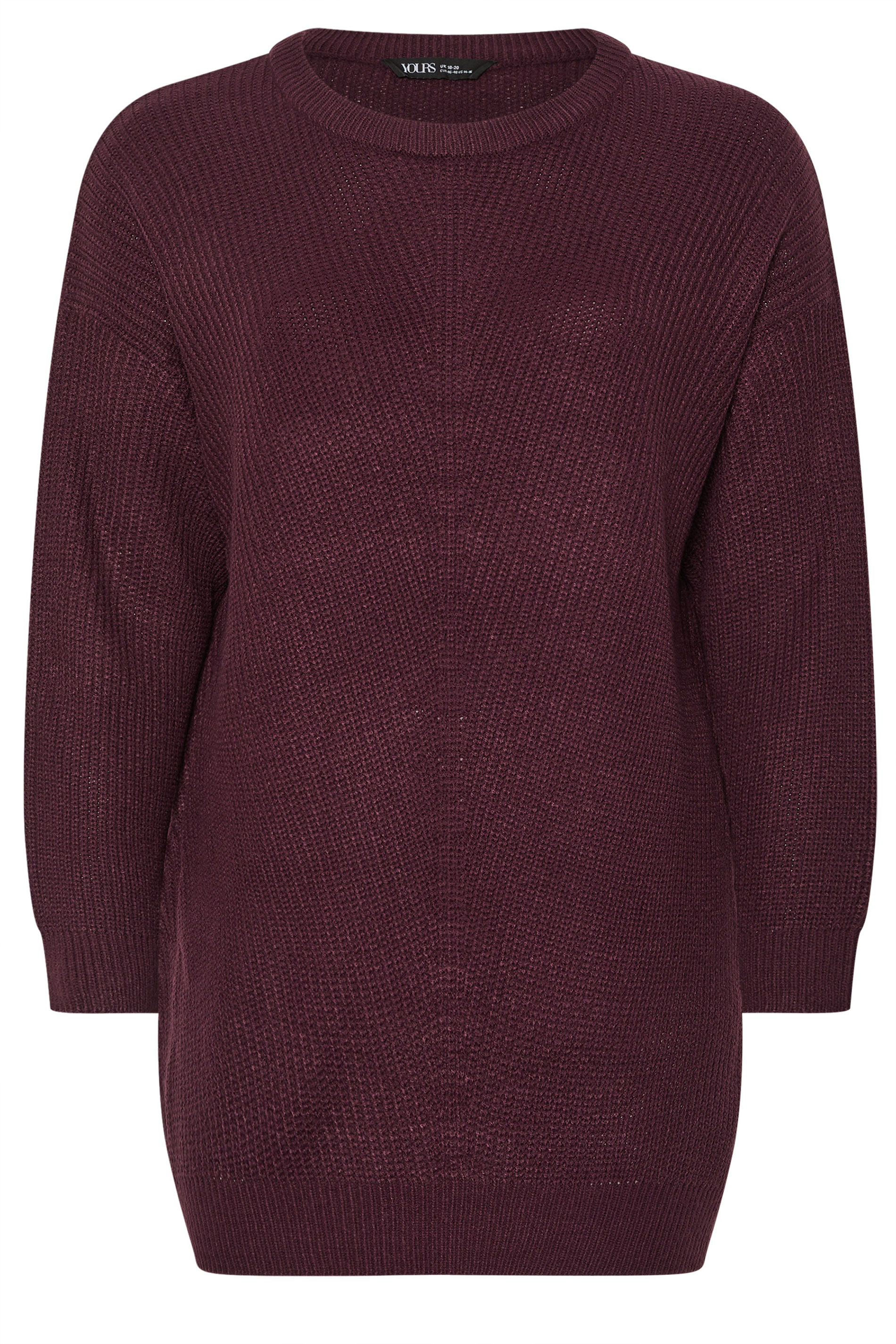 YOURS Plus Size Burgundy Red Essential Knitted Jumper | Yours Clothing 5