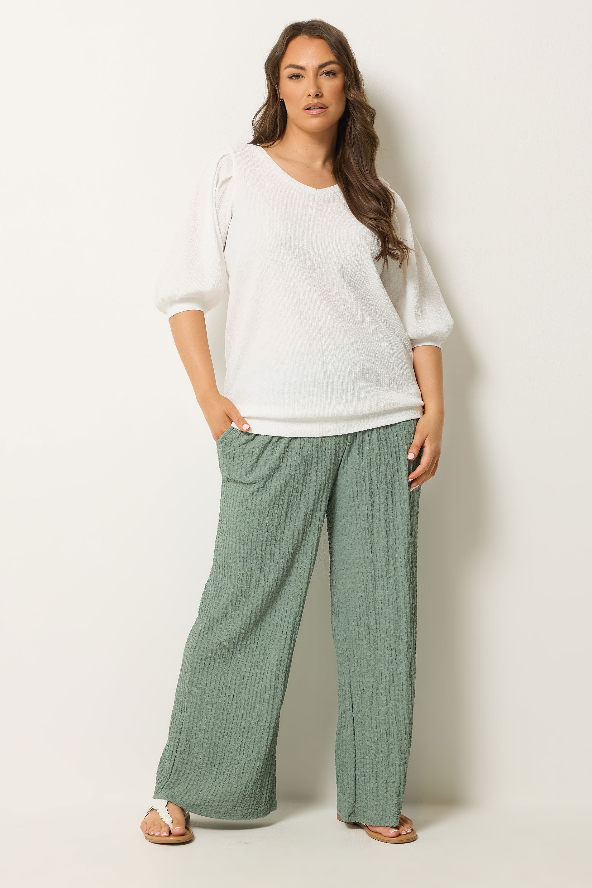 YOURS Plus Size White Puff Sleeve Top | Yours Clothing 1