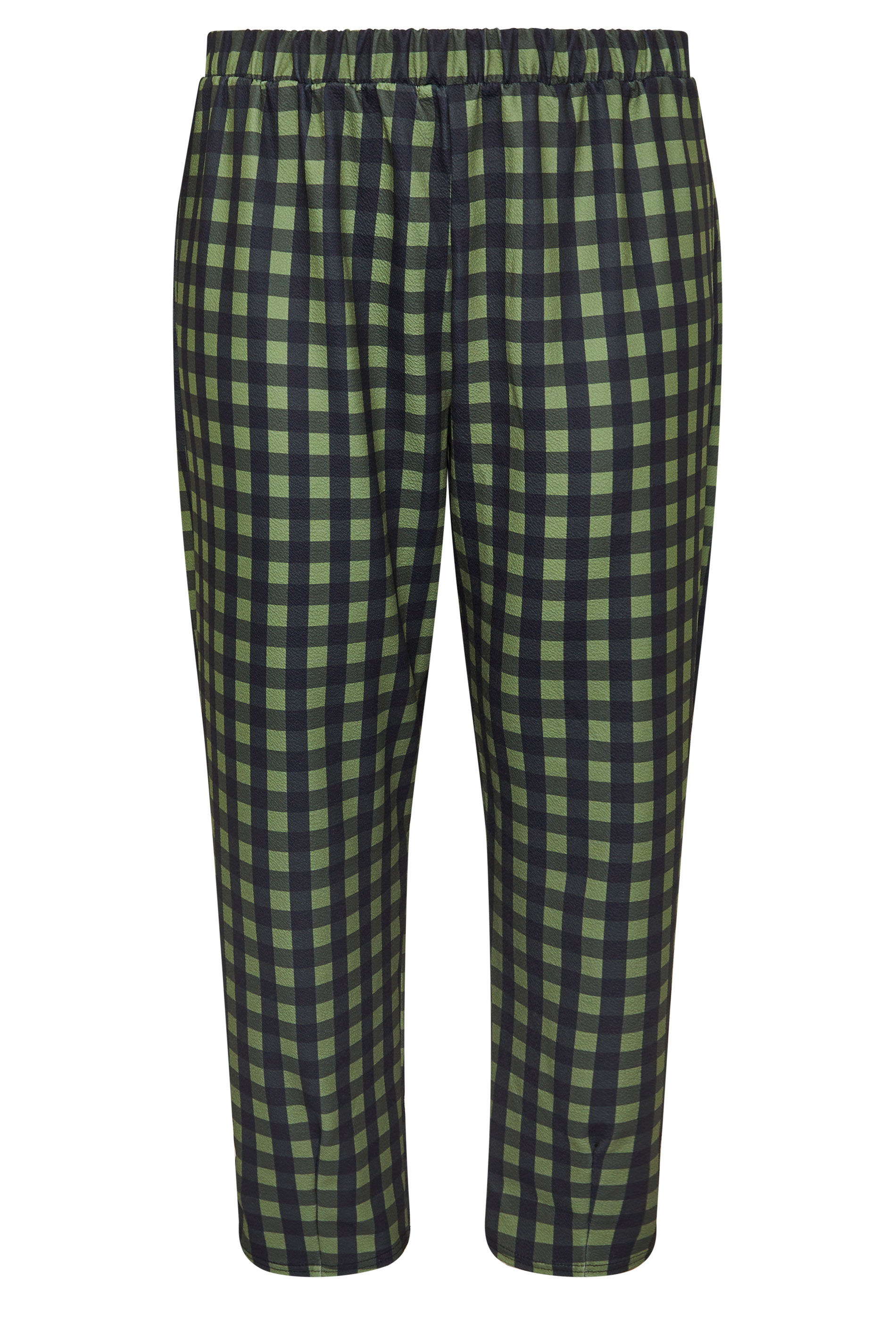 LIMITED COLLECTION Plus Size Khaki Green Gingham Barrel Trousers | Yours Clothing 5