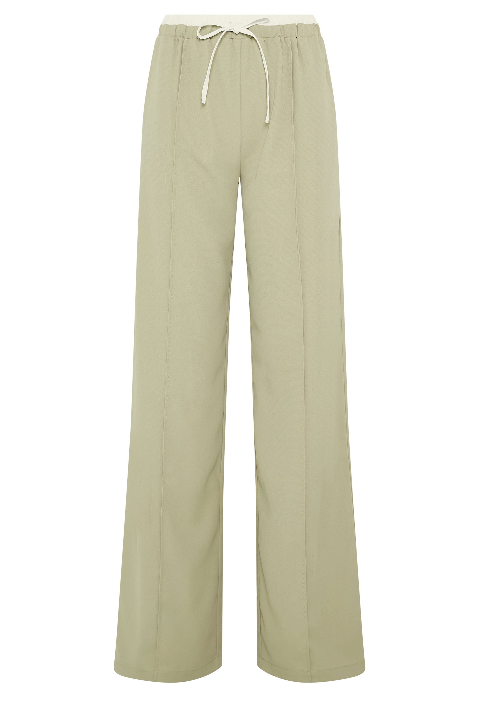 LTS Tall Women's Natural Brown Contrast Waist Wide Leg Trousers | Long Tall Sally 5