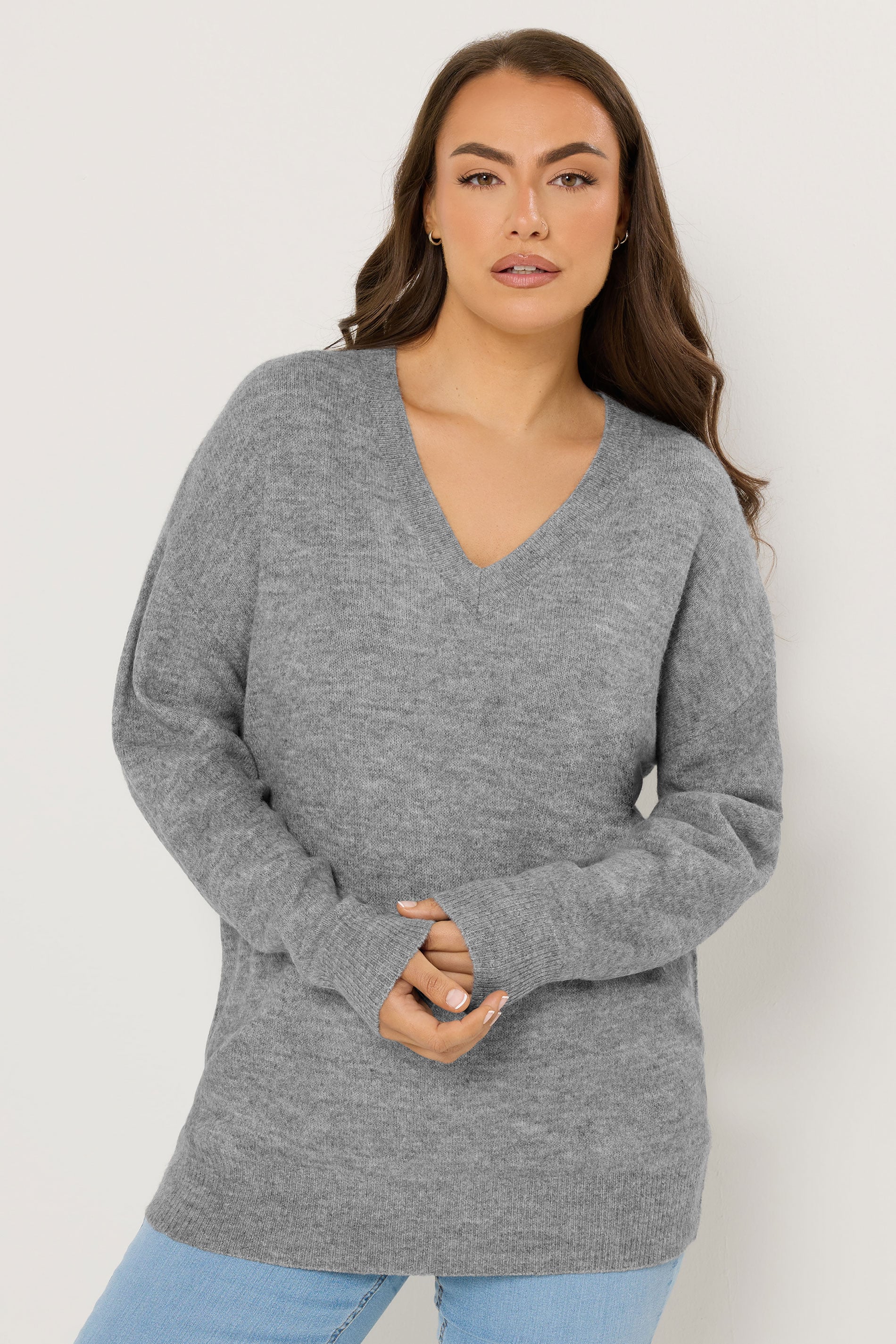 YOURS Plus Size Grey Soft Touch Knitted Jumper | Yours Clothing 3