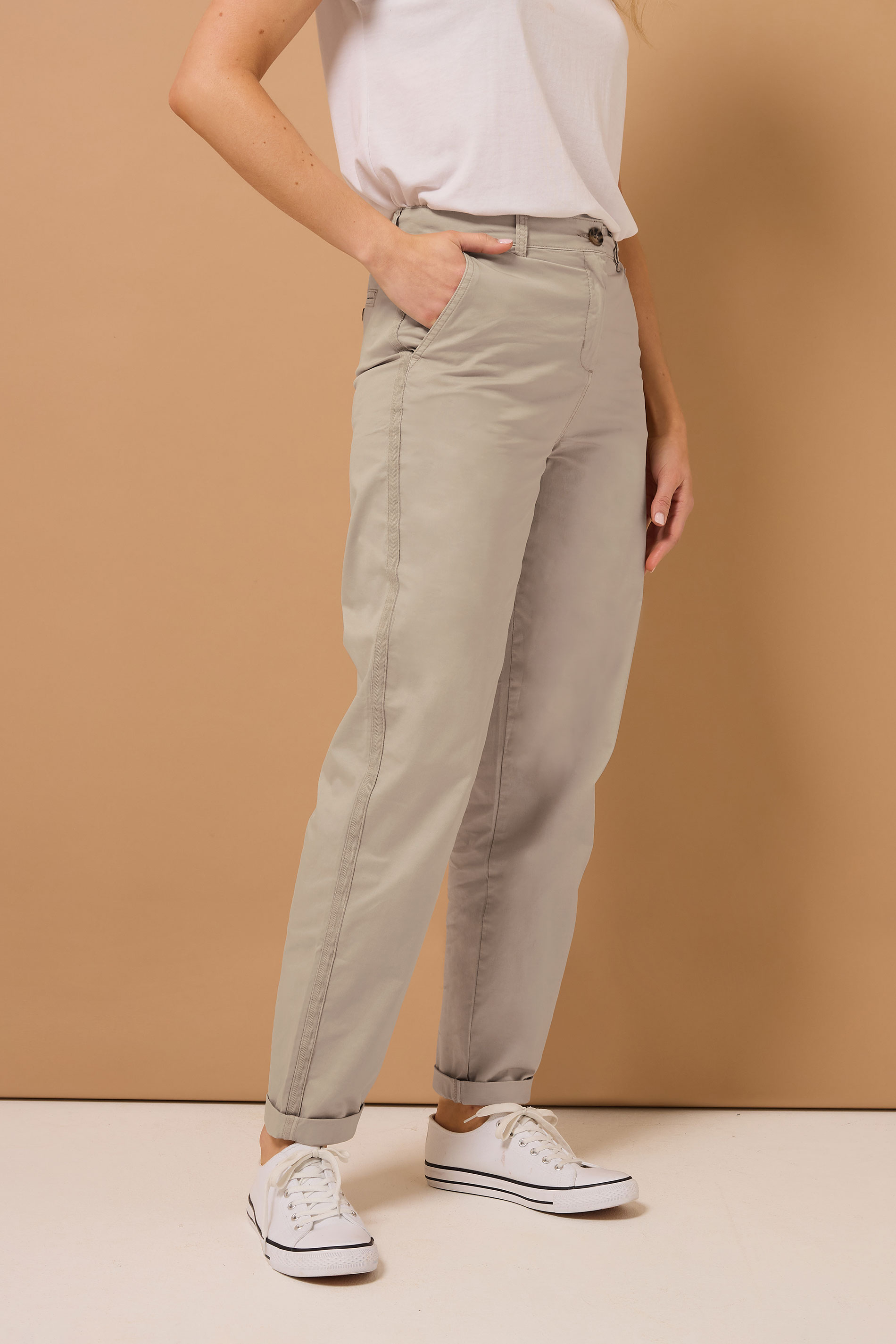 LTS Tall Stone Brown Cotton Straight Leg Chino Jeans | Long Tall Sally 2