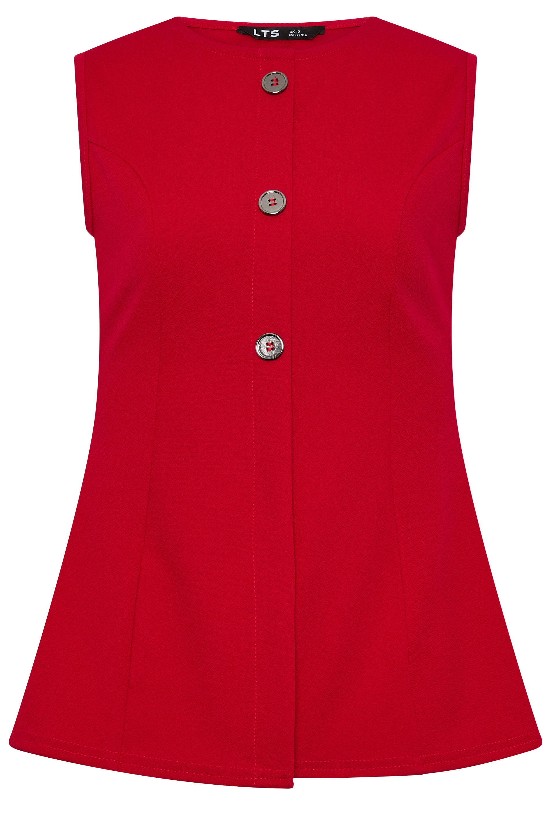 LTS Tall Women's Bright Red Textured Button Waistcoat | Long Tall Sally 5