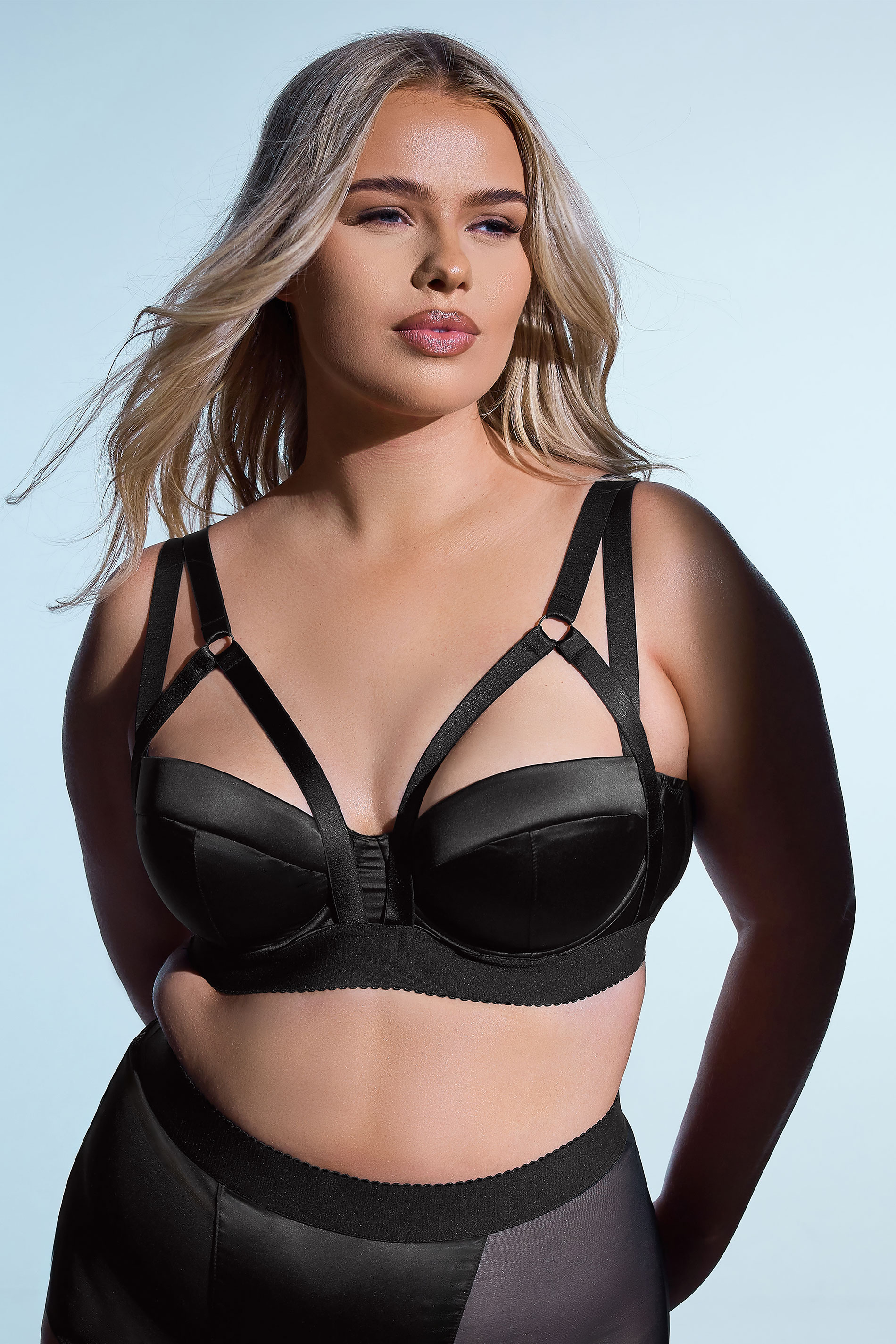 PLAYFUL PROMISES Black Candace Balcony Underwired Bra | Yours Clothing 3