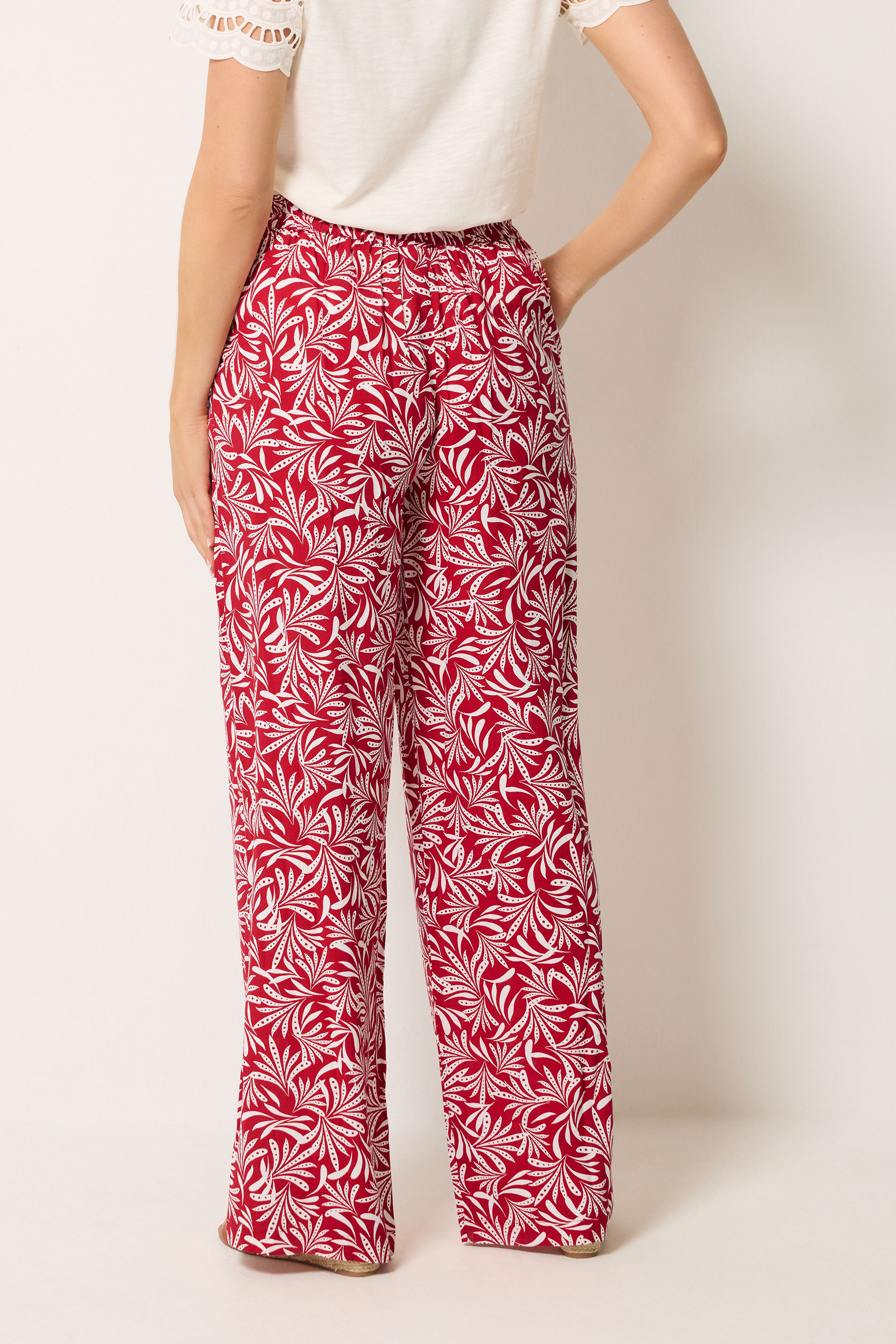 LTS Tall Women's Red Leaf Print Wide Leg Trousers | Long Tall Sally 2