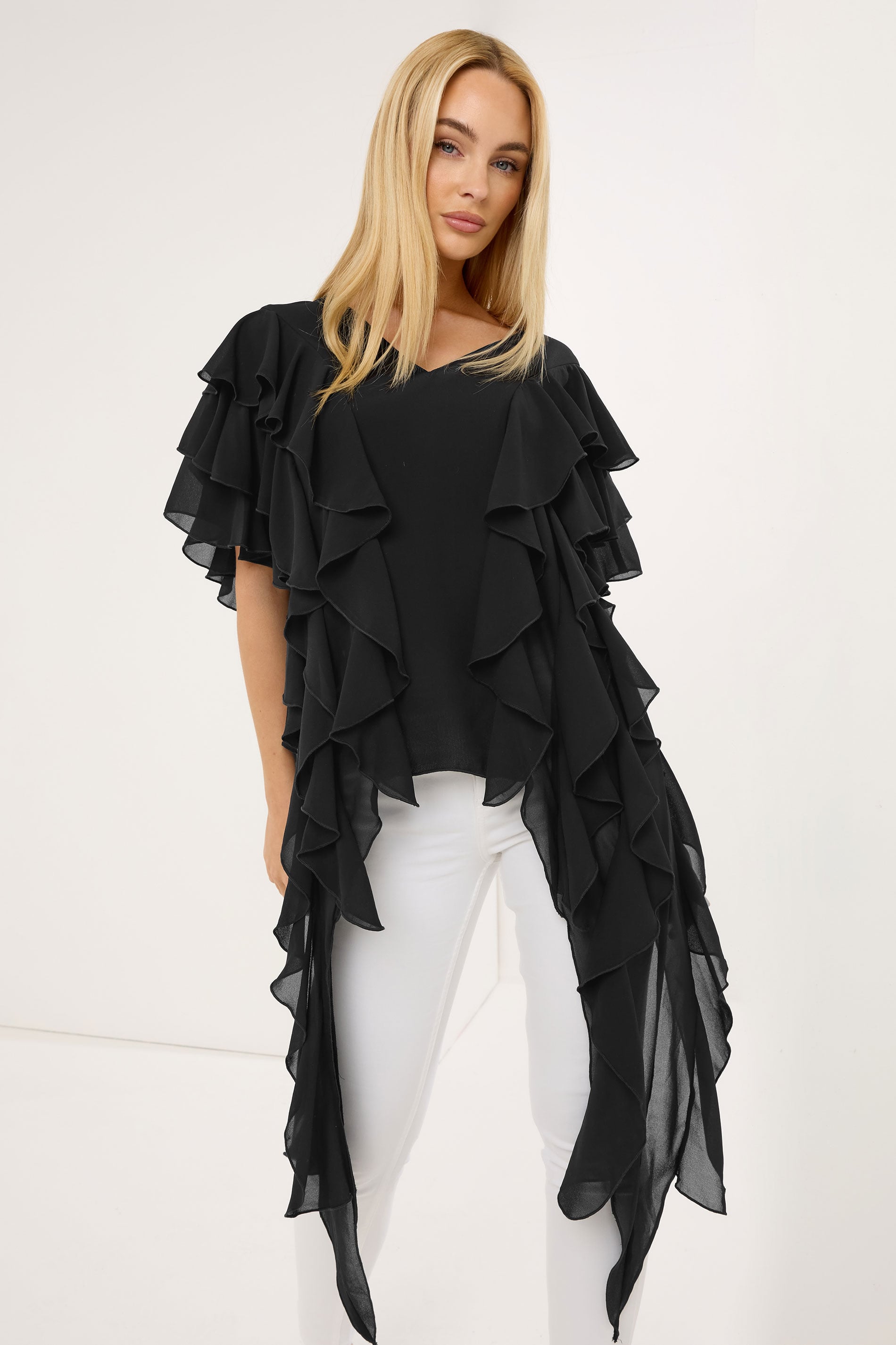 STAR Black Mesh Ruffle Blouse | StarByJM 3