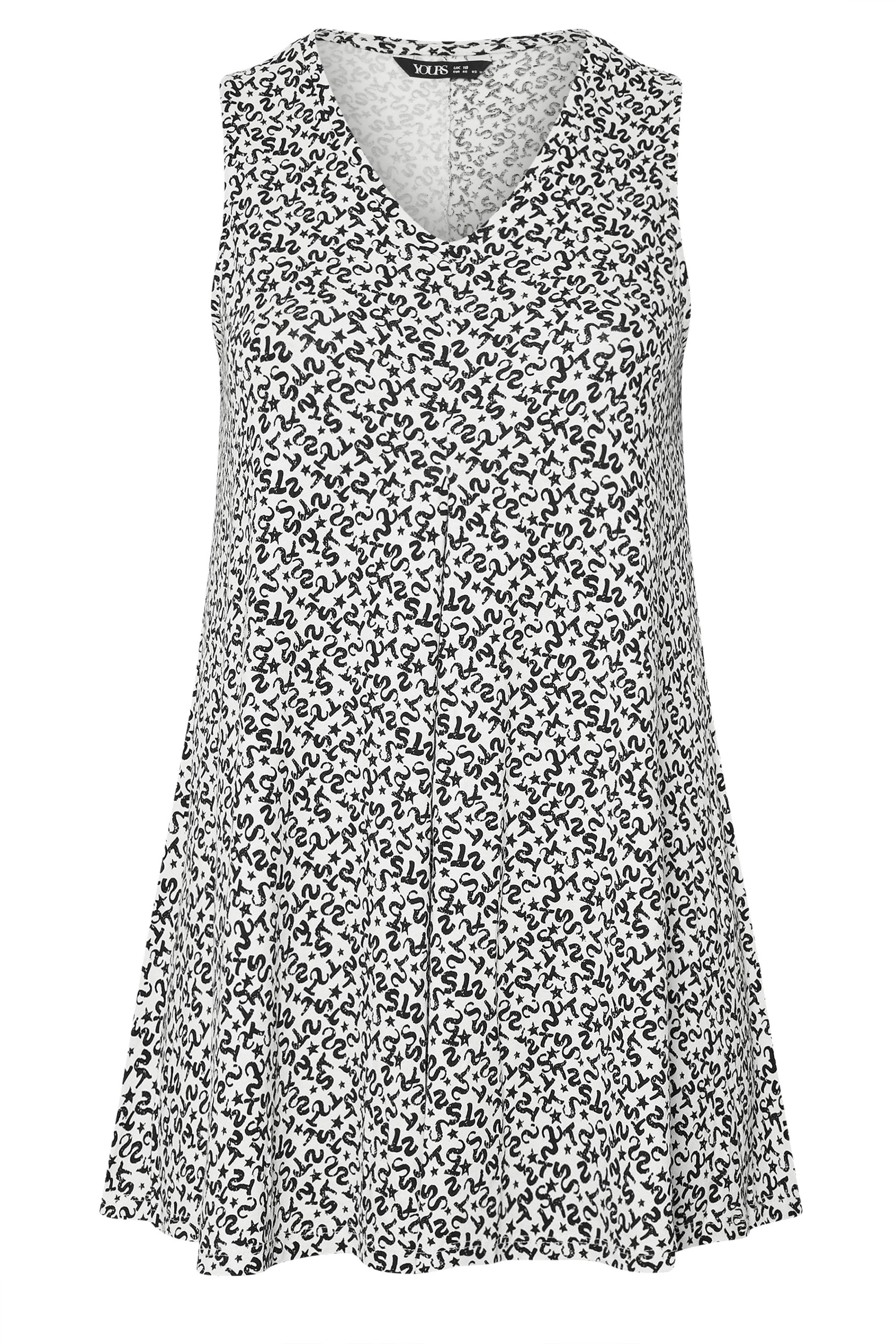 YOURS Plus Size White Abstract Print Swing Vest Top | Yours Clothing 5