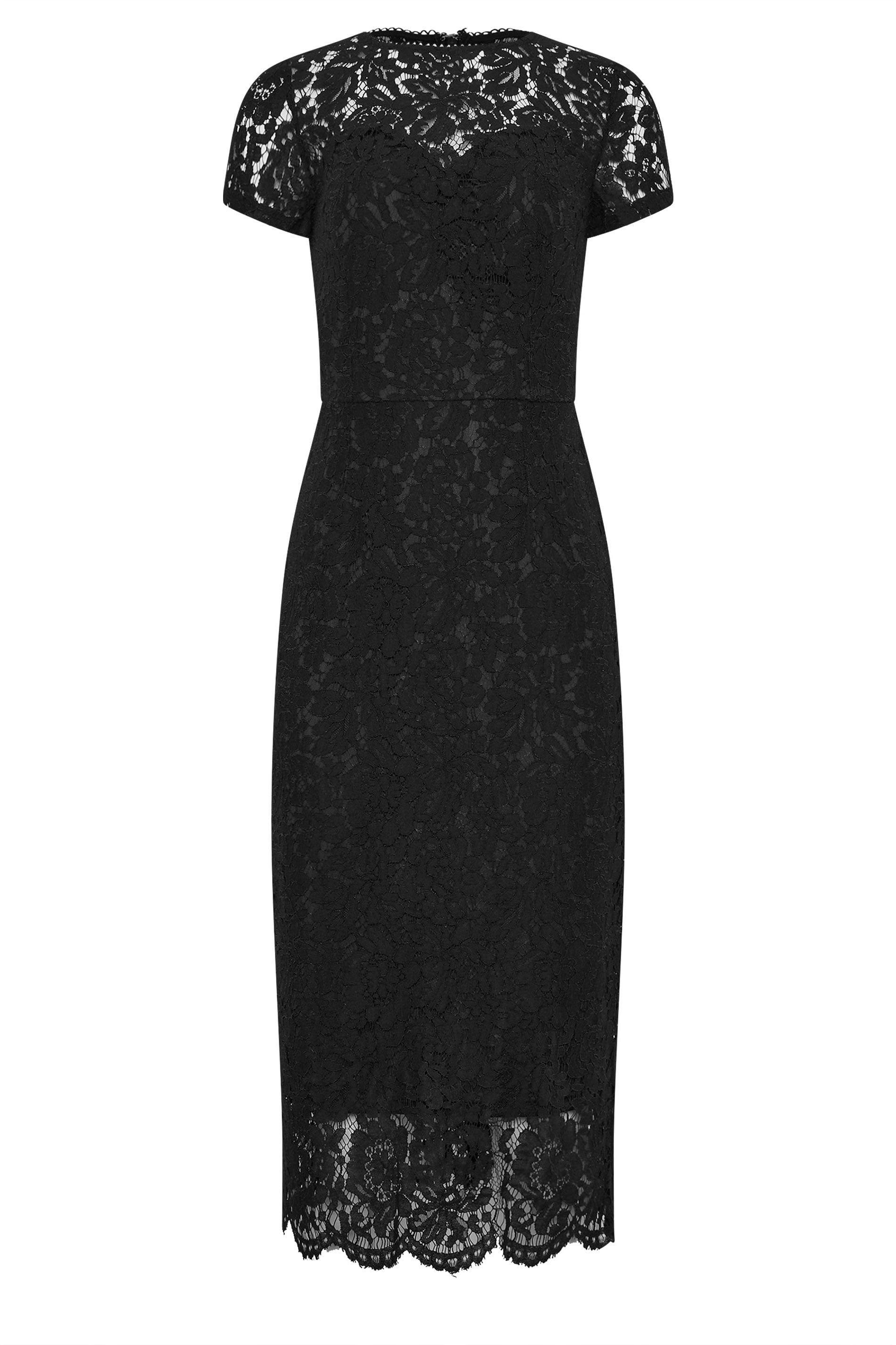 LTS Tall Women's Black Lace Fitted Midi Dress | Long Tall Sally 6
