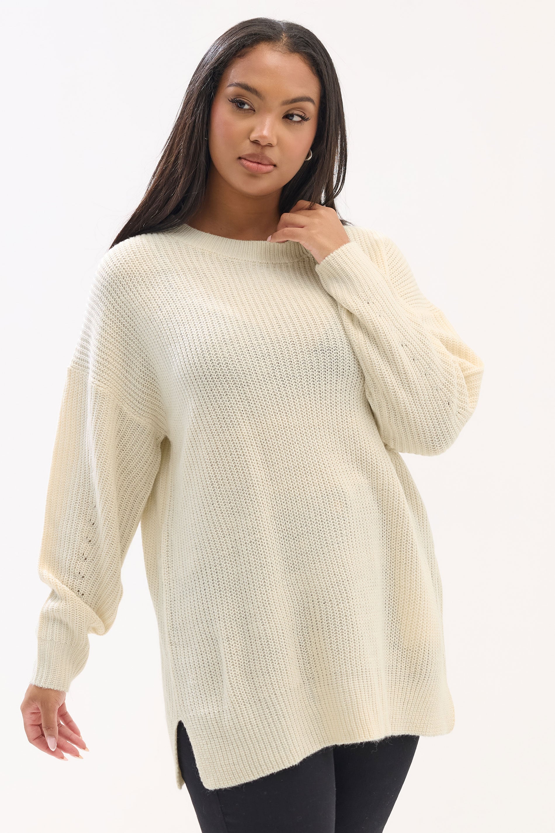 YOURS Plus Size Stone Brown Knitted Jumper | Yours Clothing 3