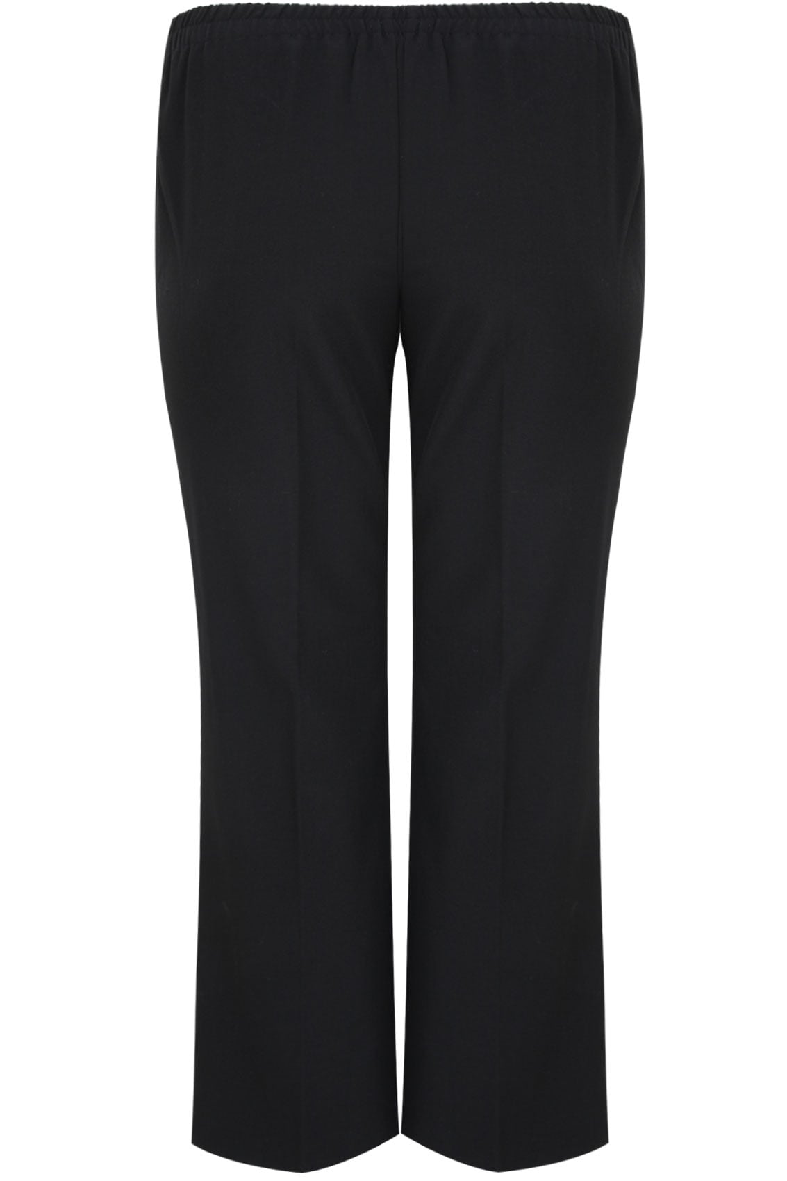 Plus Size Black Elasticated Stretch Straight Leg Trousers | Yours Clothing 7