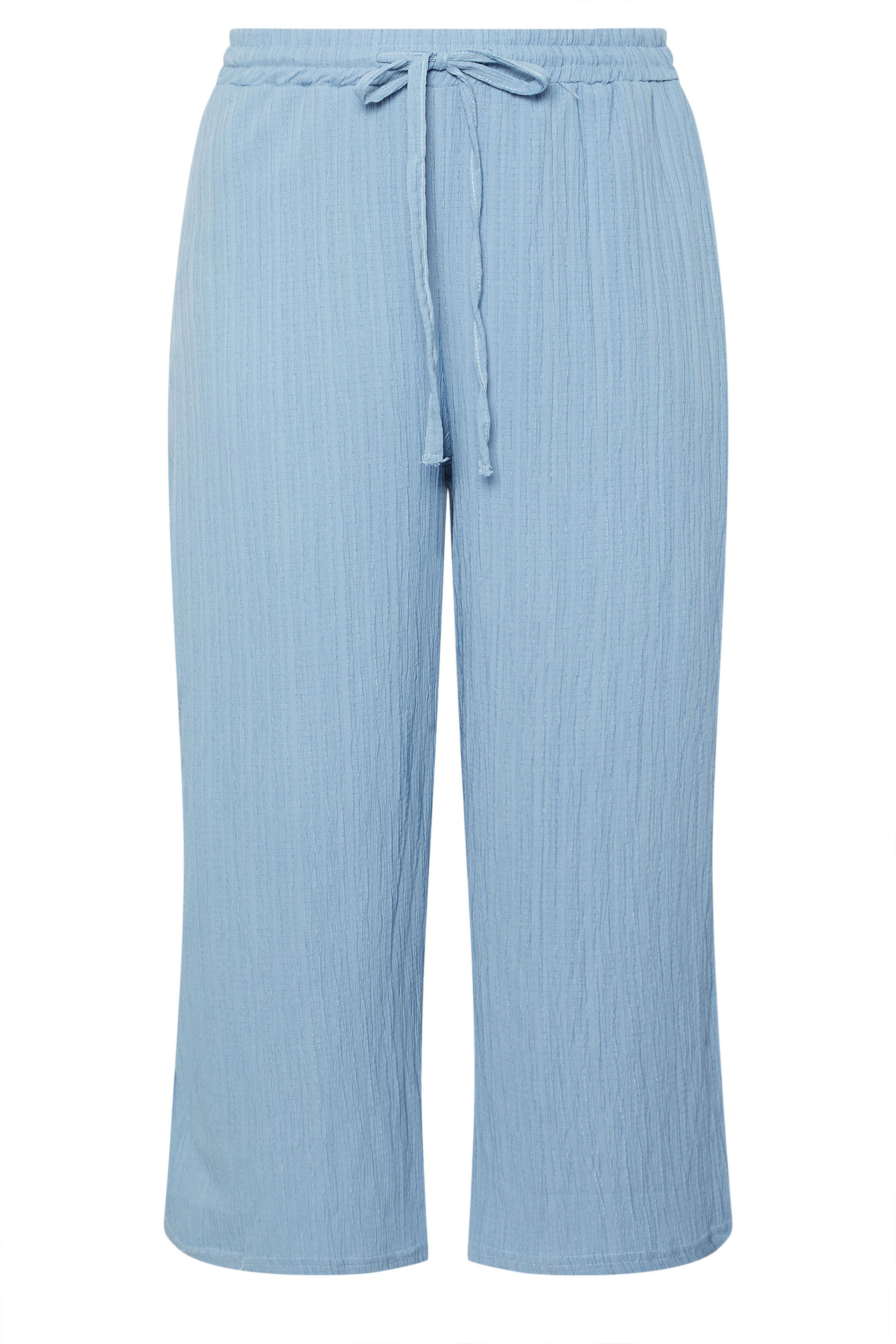 YOURS Plus Size Light Blue Crinkle Midaxi Culottes | Yours Clothing 5