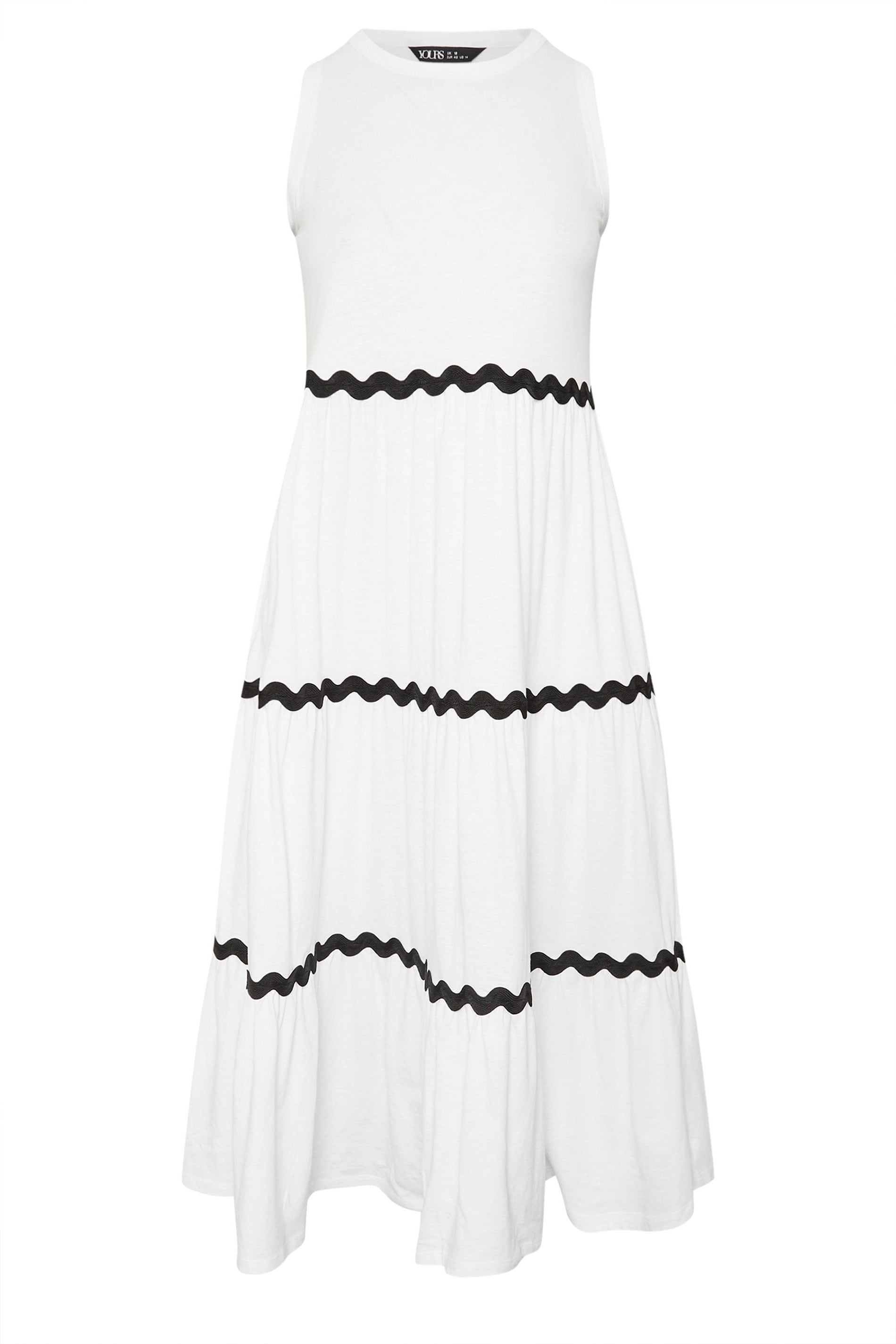 YOURS Plus Size White Contrast Swirl Tiered Maxi Dress | Yours Clothing 5