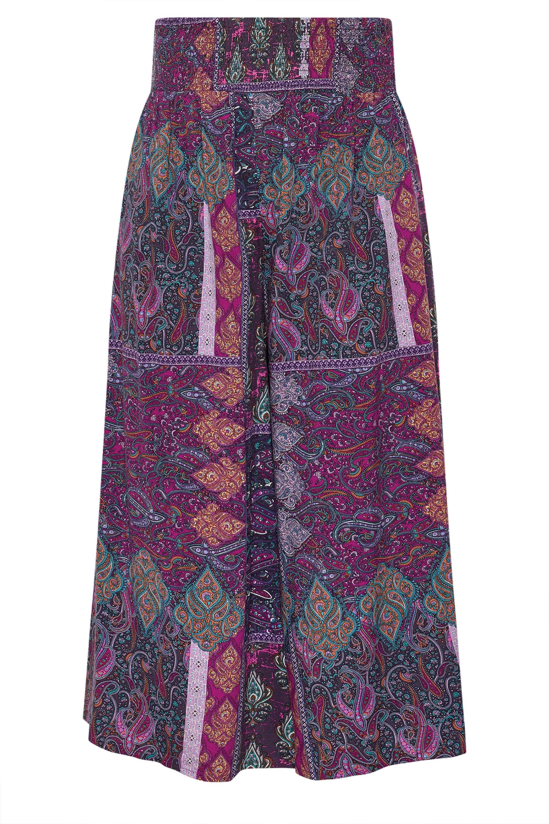 YOURS Plus Size Purple Paisley Shirred Waist Trousers | Yours Clothing 6