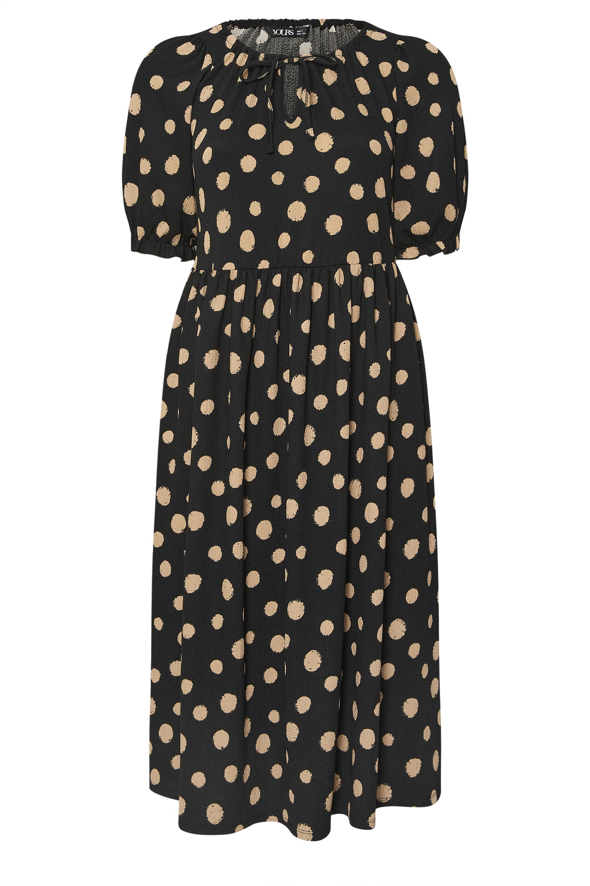 YOURS Plus Size Black Spot Print Textured Dress | Yours Clothing 5