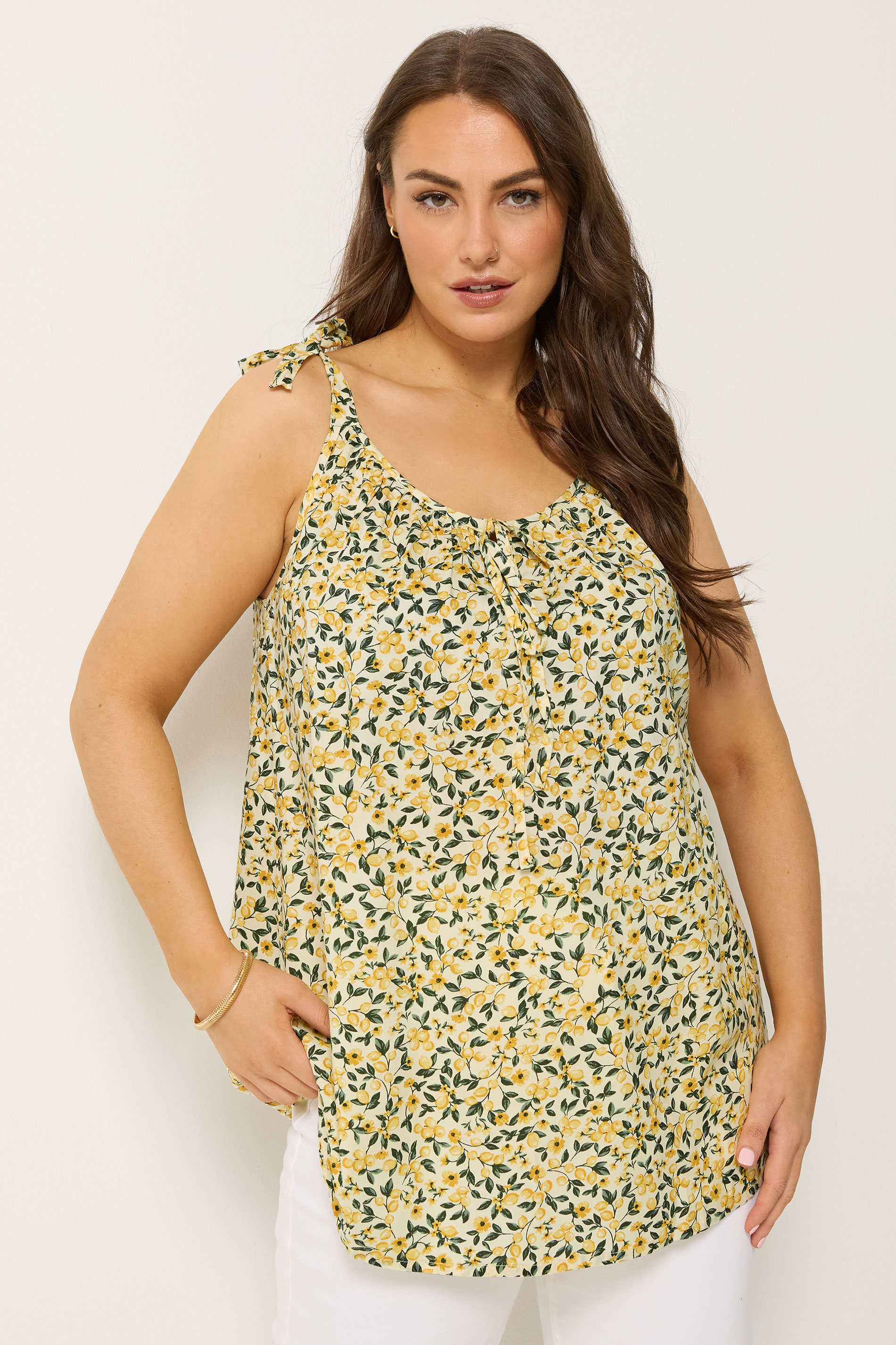 YOURS Plus Size Yellow Lemon Cami Vest Top | Yours Clothing 3