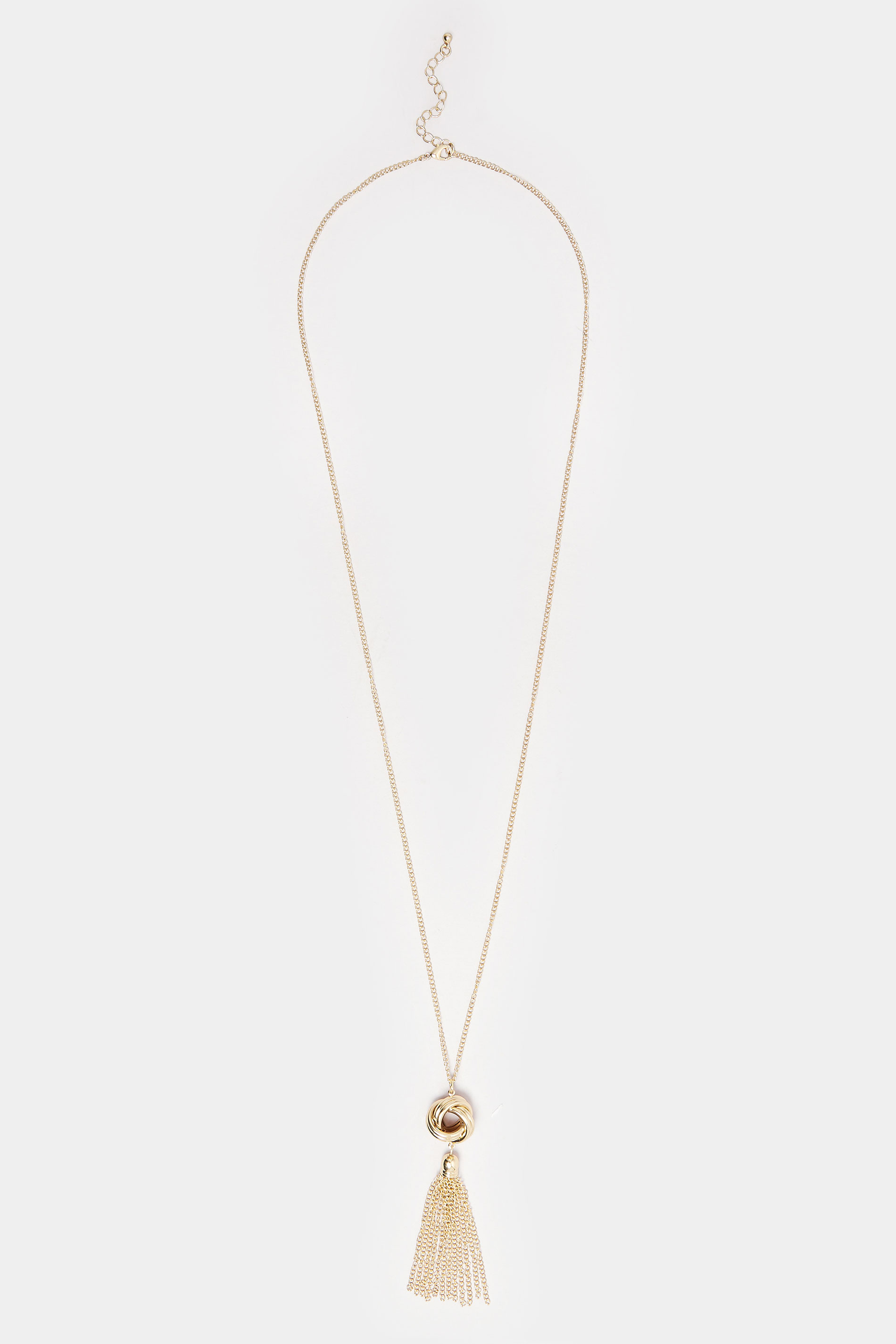 Gold Tone Knot Tassel Longline Necklace | Yours Clothing 3