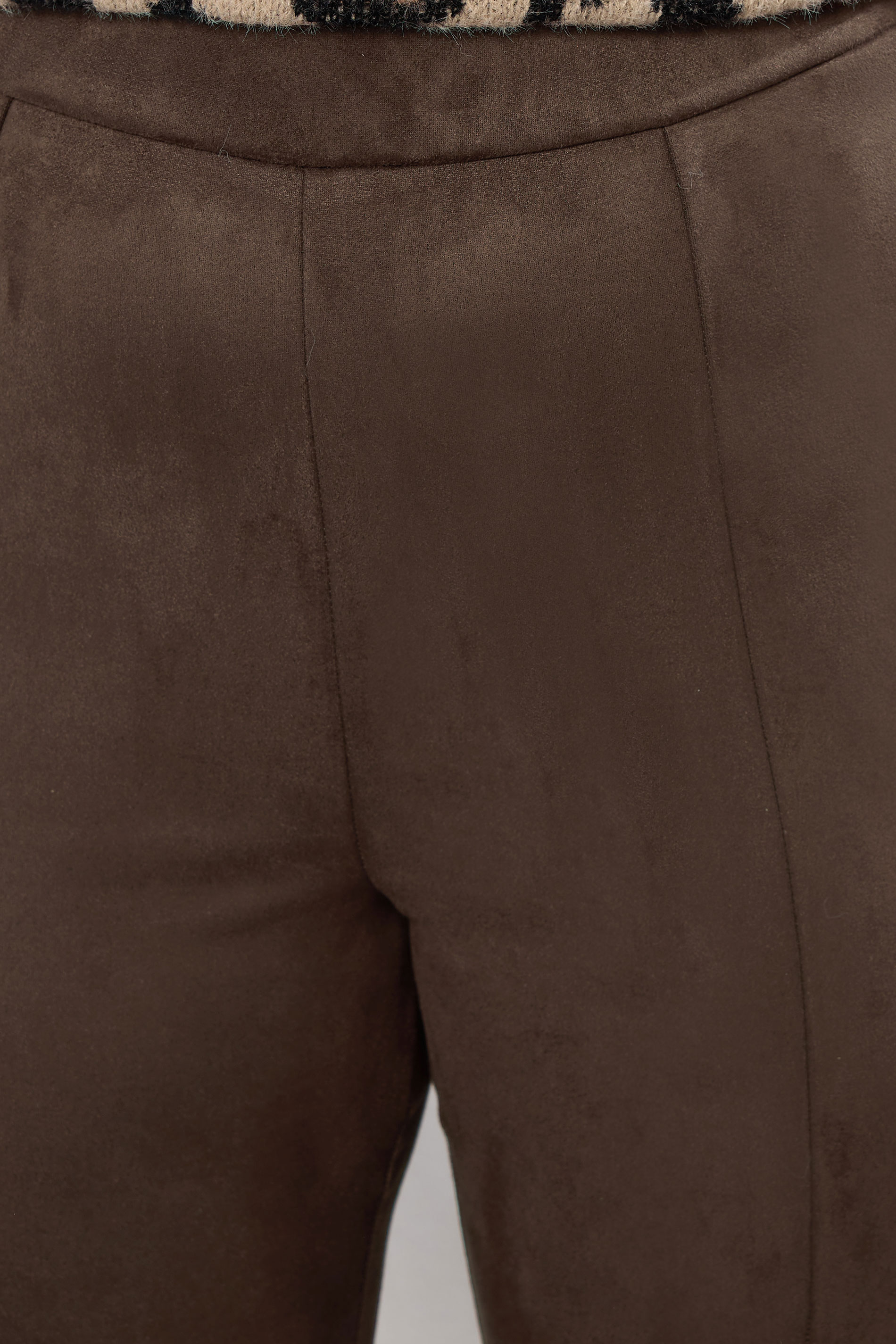YOURS Plus Size Chocolate Brown Faux Suede Leggings | Yours Clothing 5