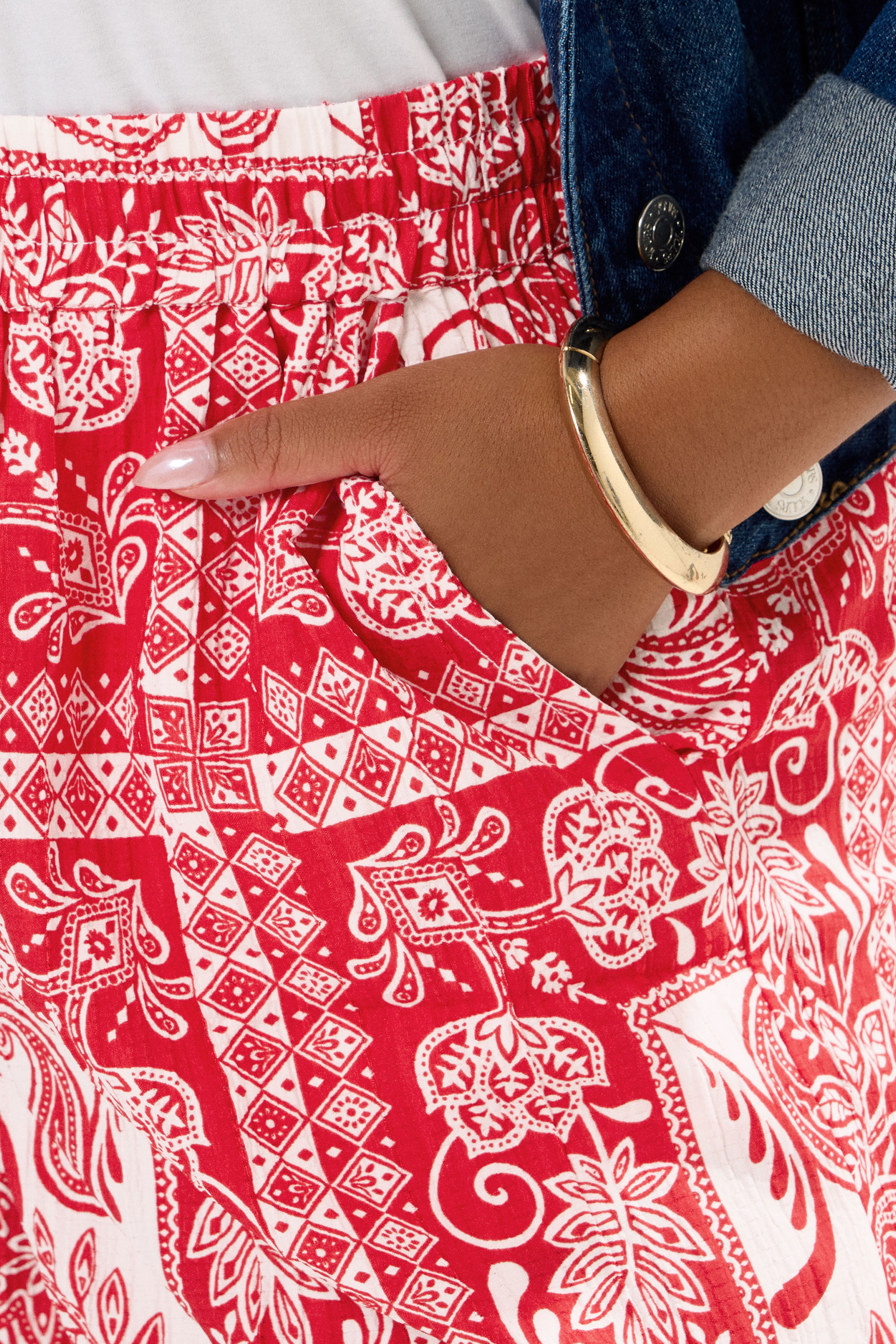 YOURS Plus Size Red Paisley Midaxi Culottes | Yours Clothing 5