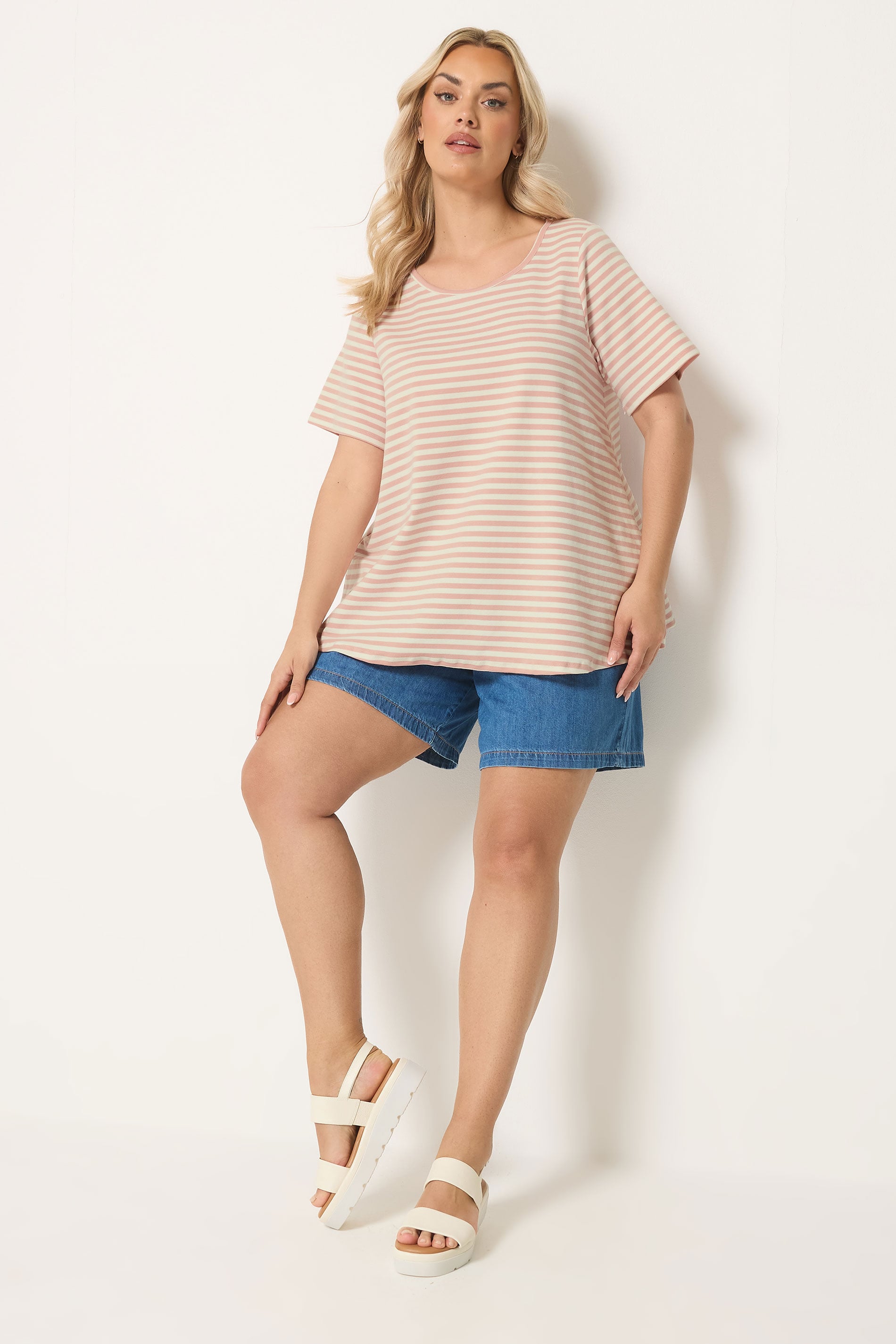 YOURS Plus Size Pink Stripe Swing Top | Yours Clothing 1