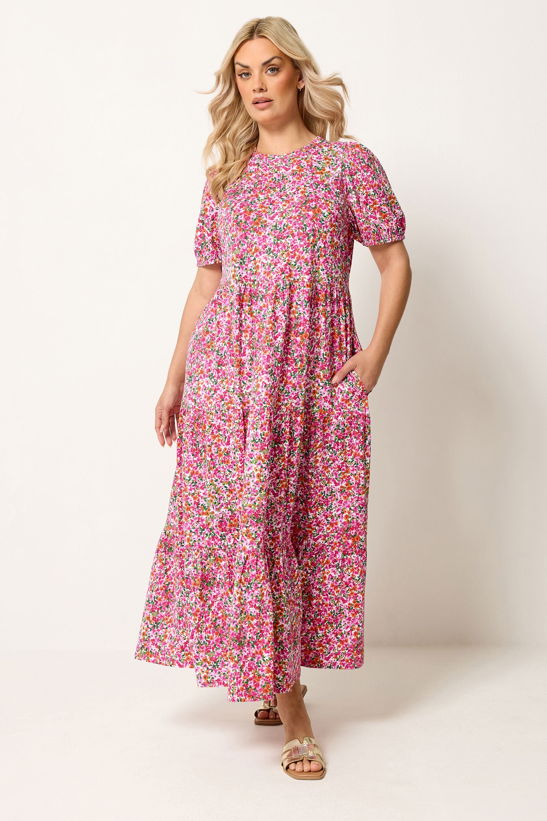 YOURS Plus Size Pink Floral Summer Dress | Yours Clothing 3