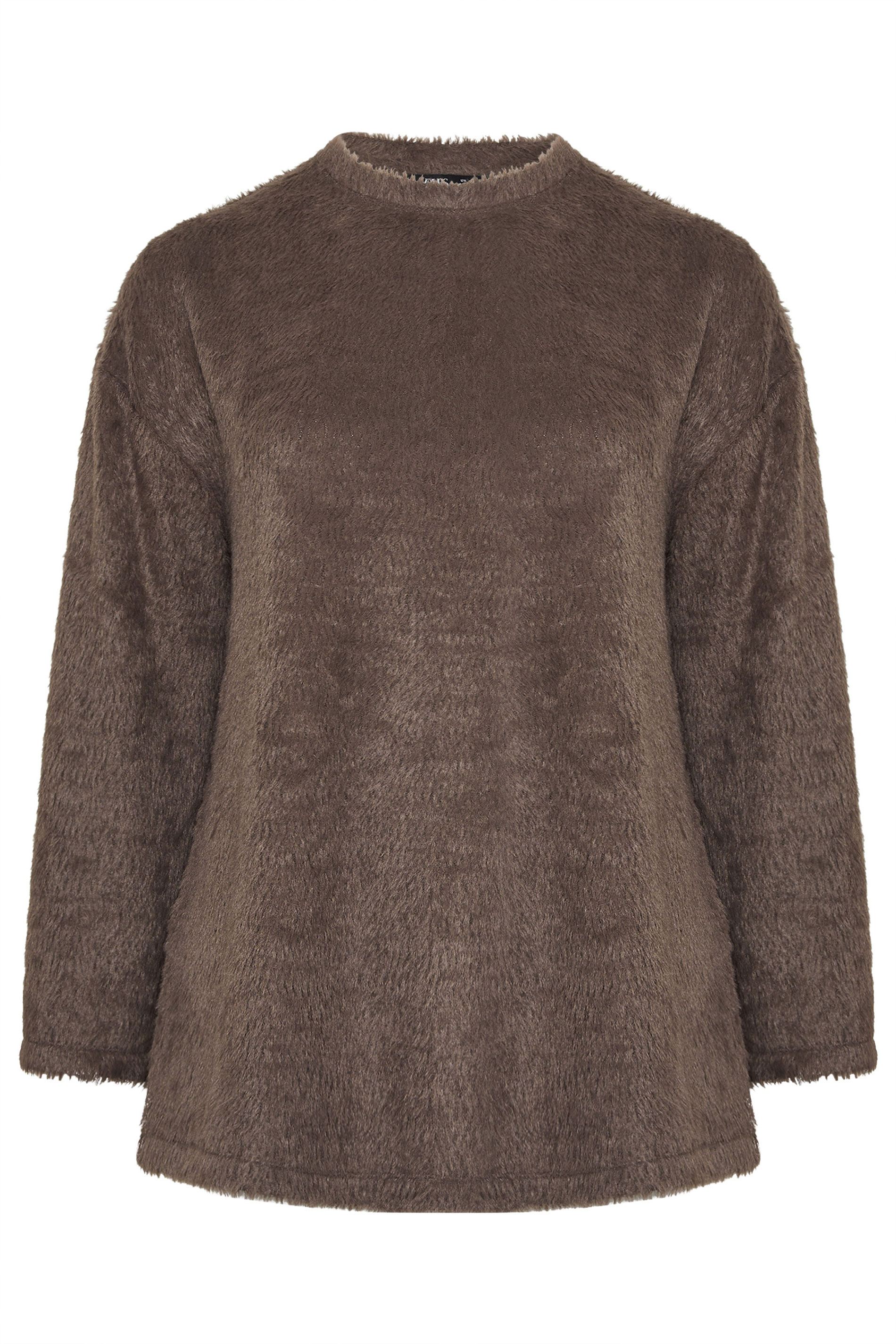 YOURS Plus Size Chocolate Brown Fluffy Knit Jumper | Yours Clothing 6