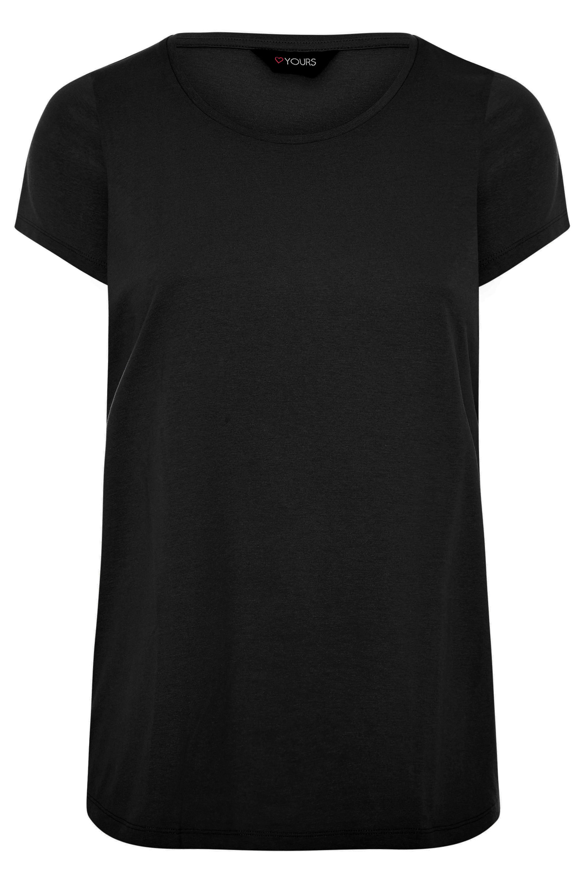 Plus Size Black Basic T-Shirt | Yours Clothing 5