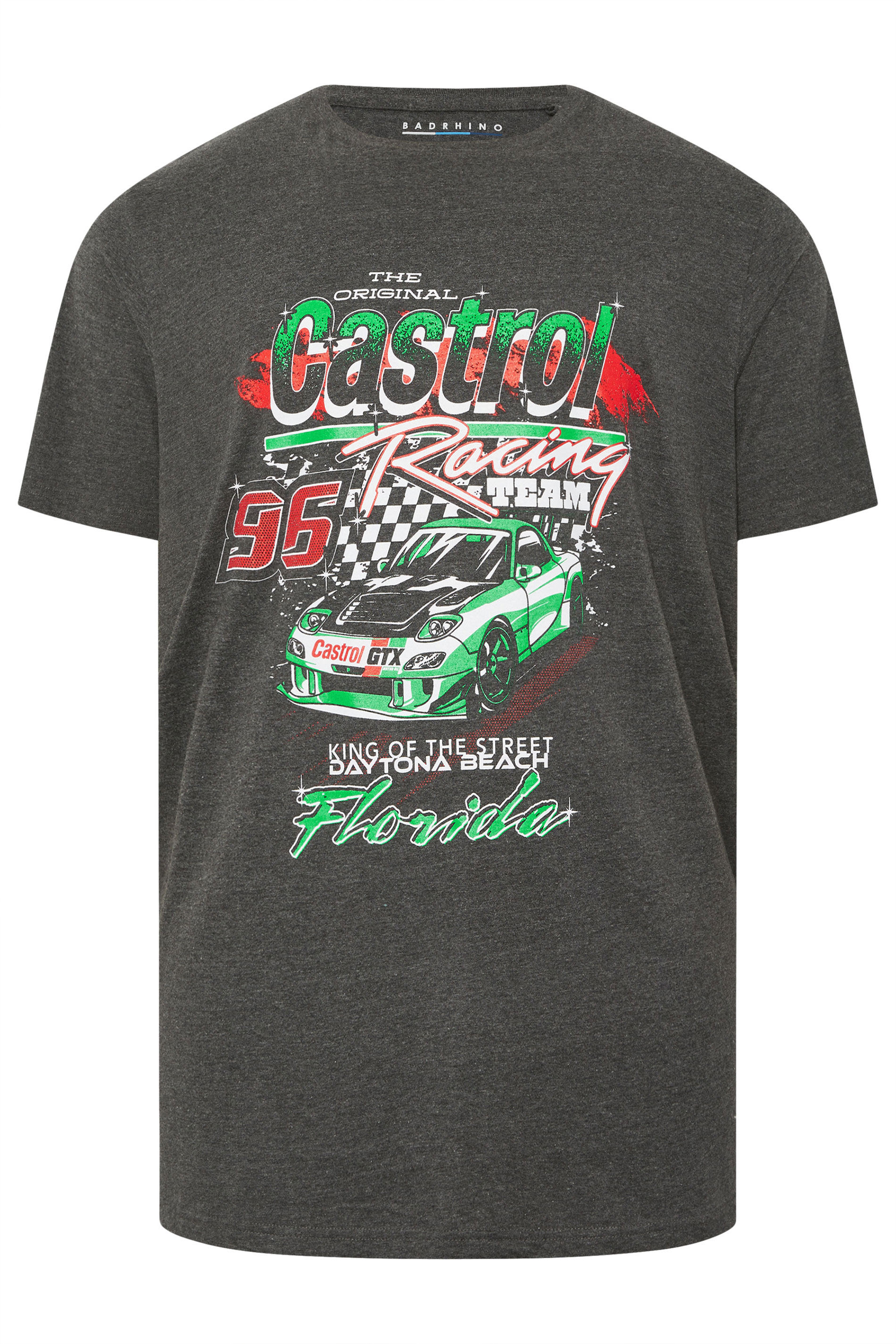 BadRhino Big & Tall Charcoal Grey Printed 'Castrol' T-Shirt | BadRhino 2